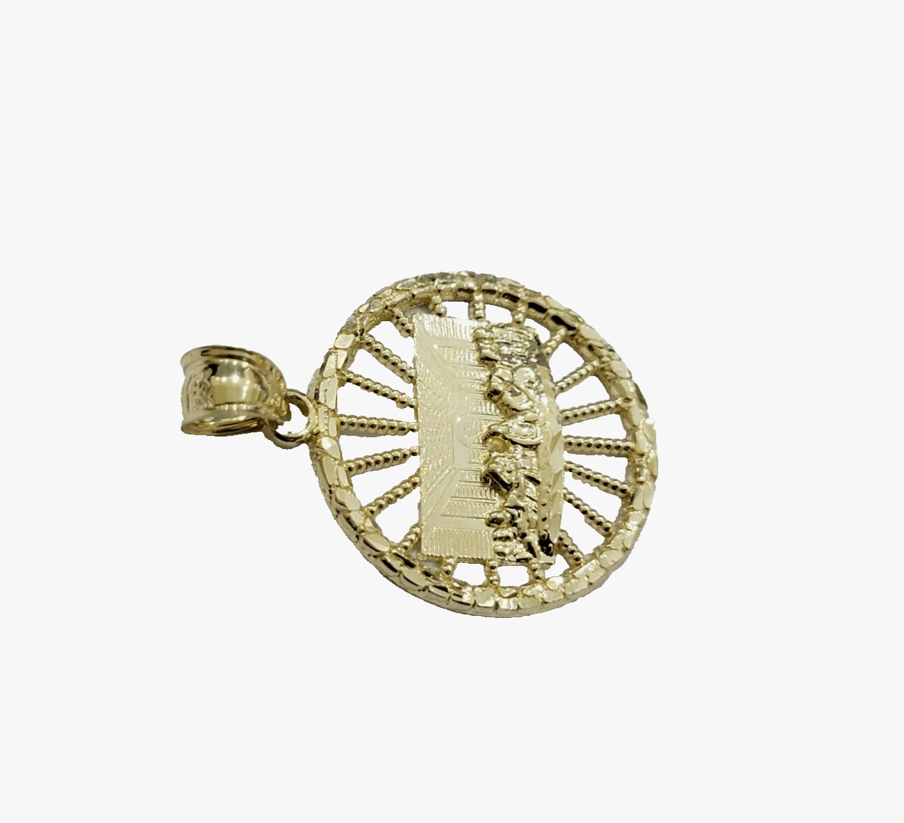 10k Yellow Gold Last Supper Charm Miami Cuban Chain 18'' 10kt Pendant Necklace - GoldenlinQ