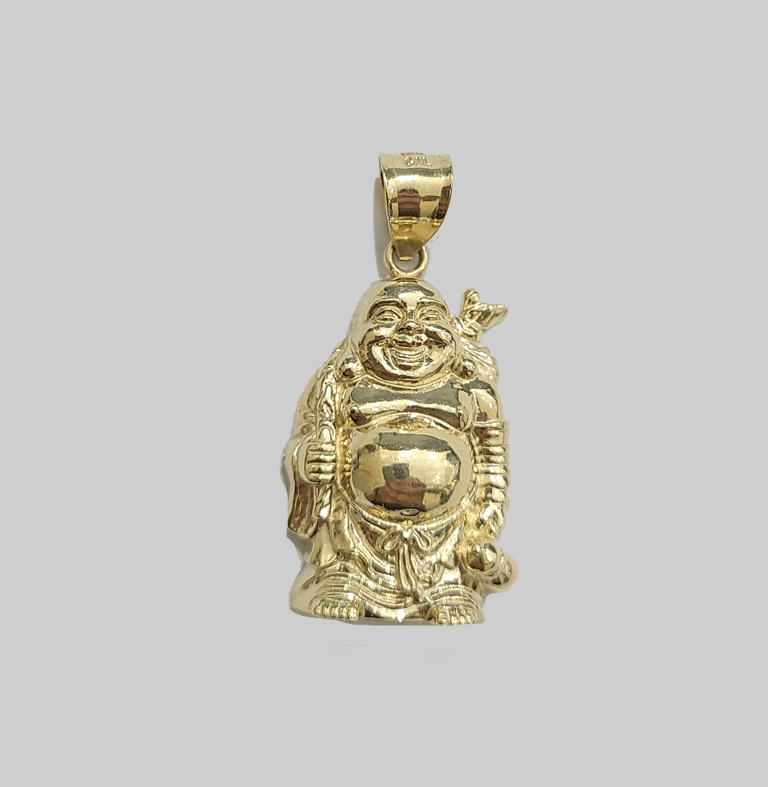 10k Yellow Gold Lucky Laughing Buddha Charm Religious Pendant Smiling - GoldenlinQ