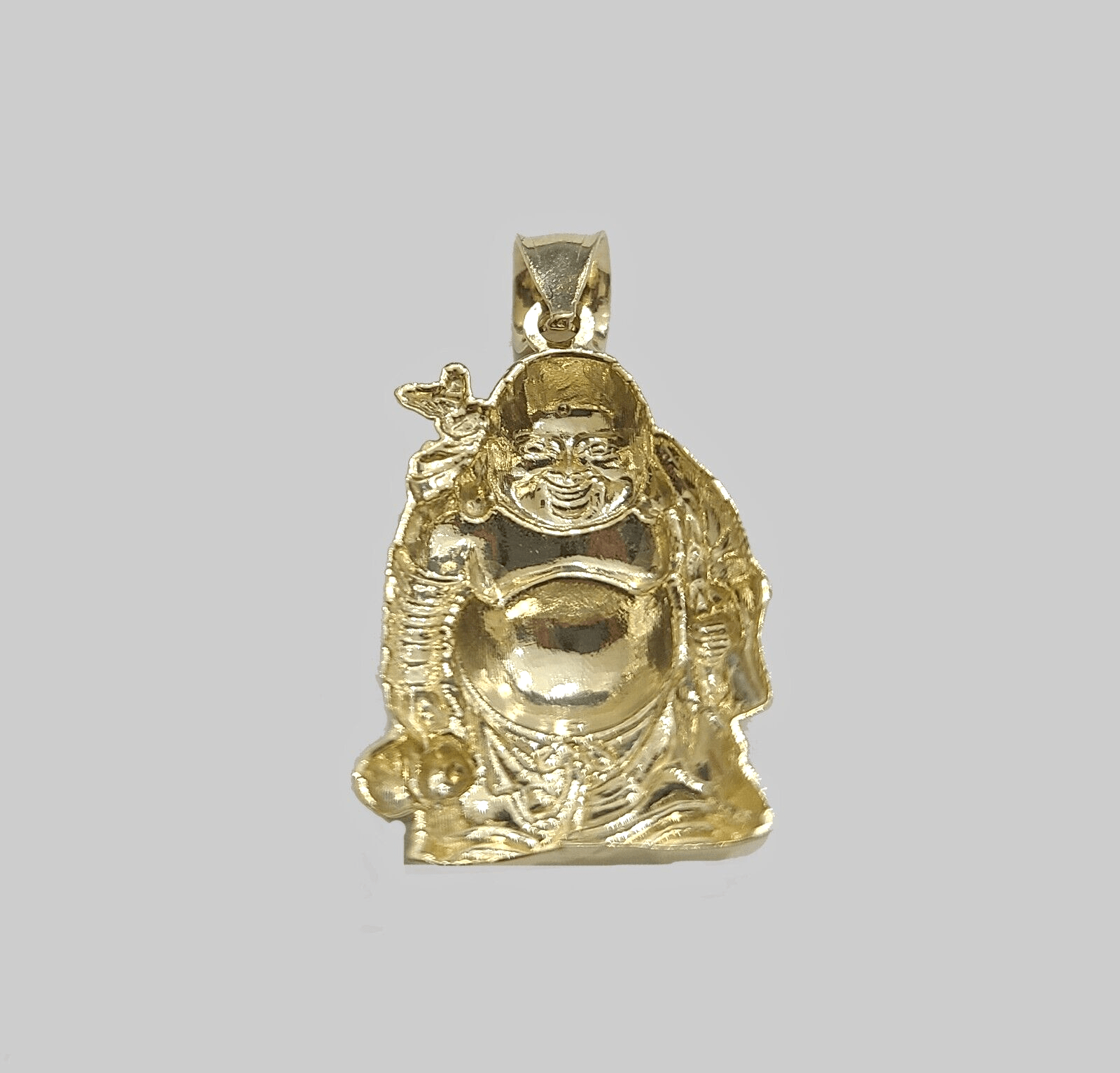 10k Yellow Gold Lucky Laughing Buddha Charm Religious Pendant Smiling Real 10Kt - GoldenlinQ