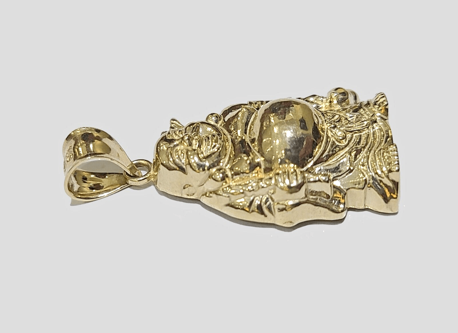 10k Yellow Gold Lucky Laughing Buddha Charm Religious Pendant Smiling Real 10Kt - GoldenlinQ