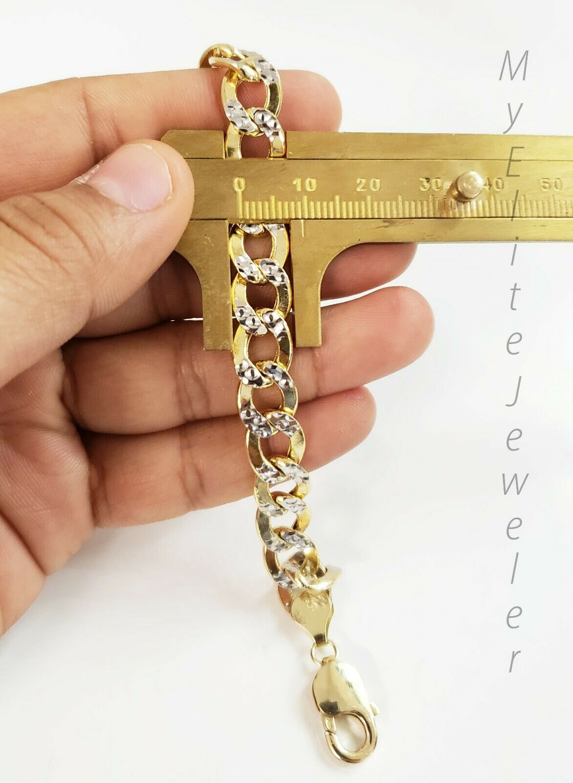 10k Yellow Gold Men's Diamond Cuts Cuban Link Bracelet 8.5 Inch 9mm Lobster Lock - GoldenLinQ