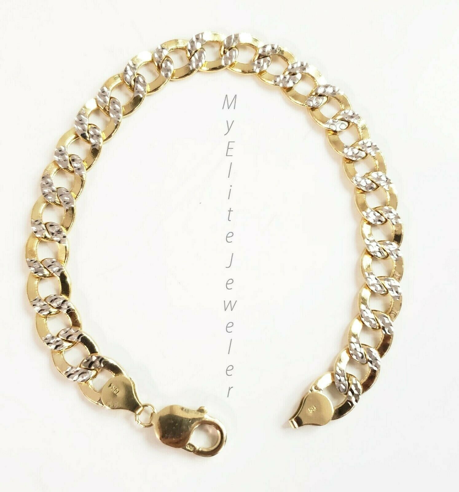 10k Yellow Gold Men's Diamond Cuts Cuban Link Bracelet 8.5 Inch 9mm Lobster Lock - GoldenLinQ