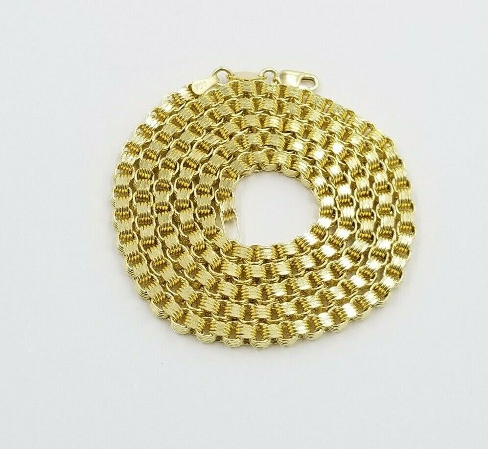 10k Yellow Gold Mens Necklace Byzantine Chain 5mm 18 Inch Choker Male REAL 10KT - GoldenLinQ