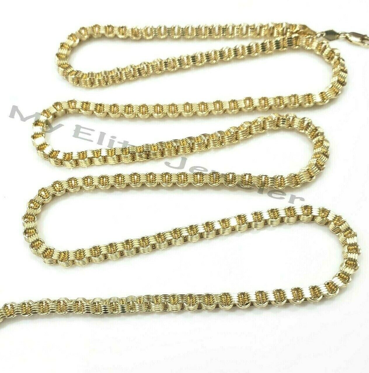 10k Yellow Gold Mens Necklace Byzantine Chain 5mm 18 Inch Choker Male REAL 10KT - GoldenLinQ