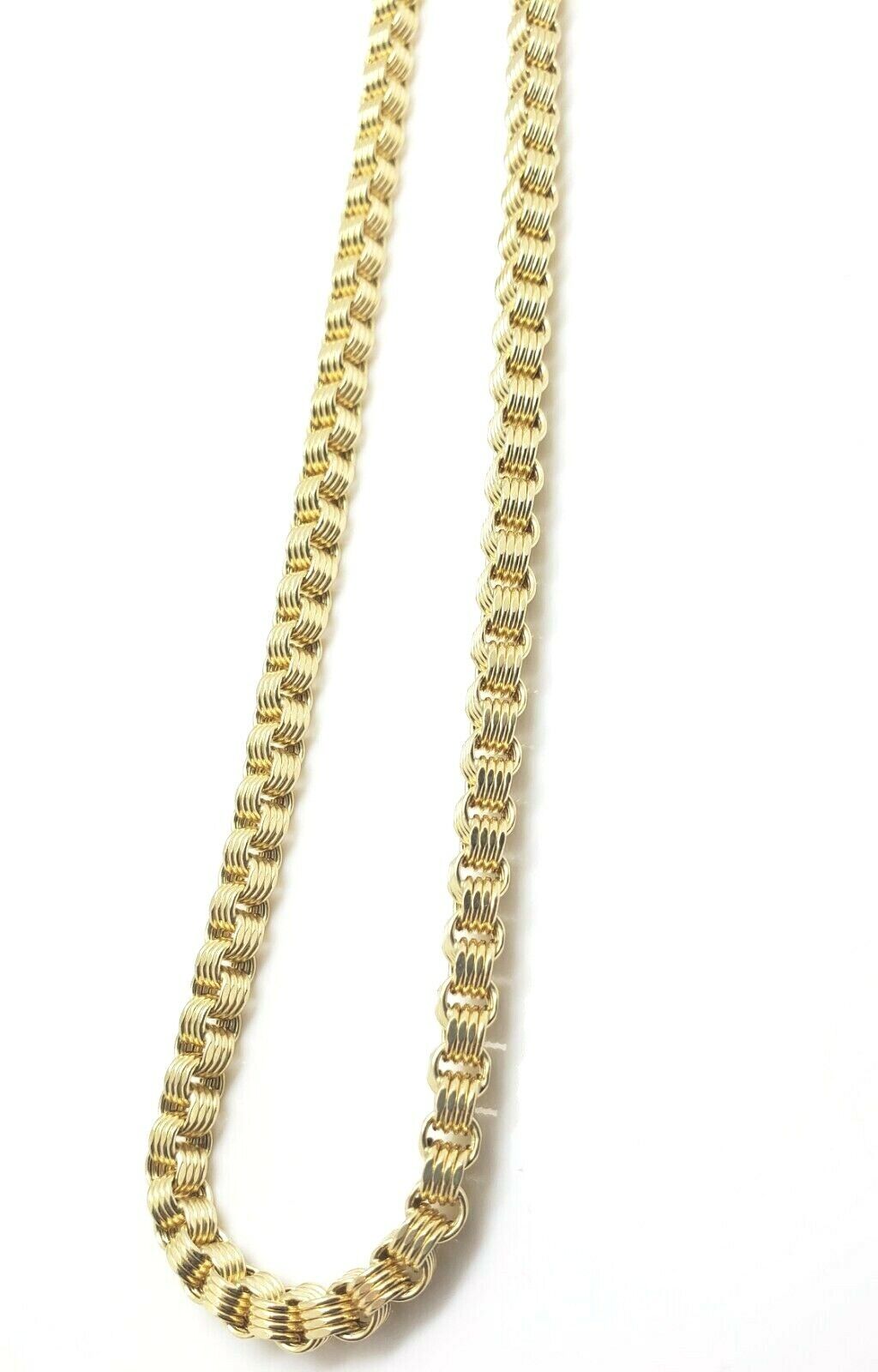 10k Yellow Gold Mens Necklace Byzantine Chain 5mm 18 Inch Choker Male REAL 10KT - GoldenLinQ