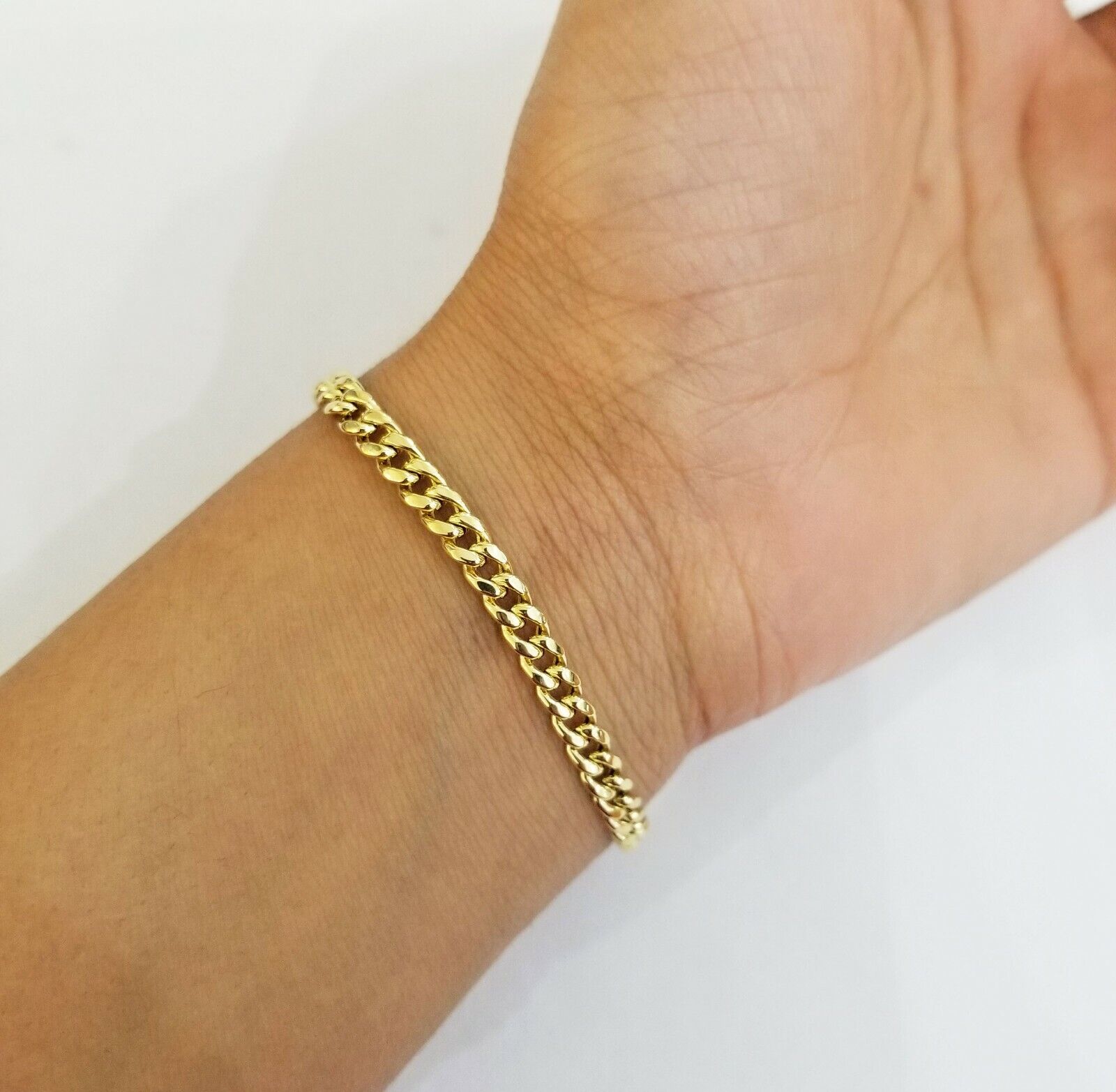 10k Yellow Gold Miami Cuban Bracelet 7" 5mm lobster lock men women hand chain - GoldenlinQ