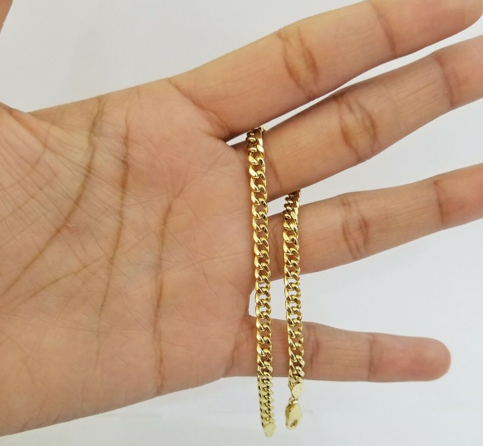 10k Yellow Gold Miami Cuban Bracelet 7" 5mm lobster lock men women hand chain - GoldenlinQ