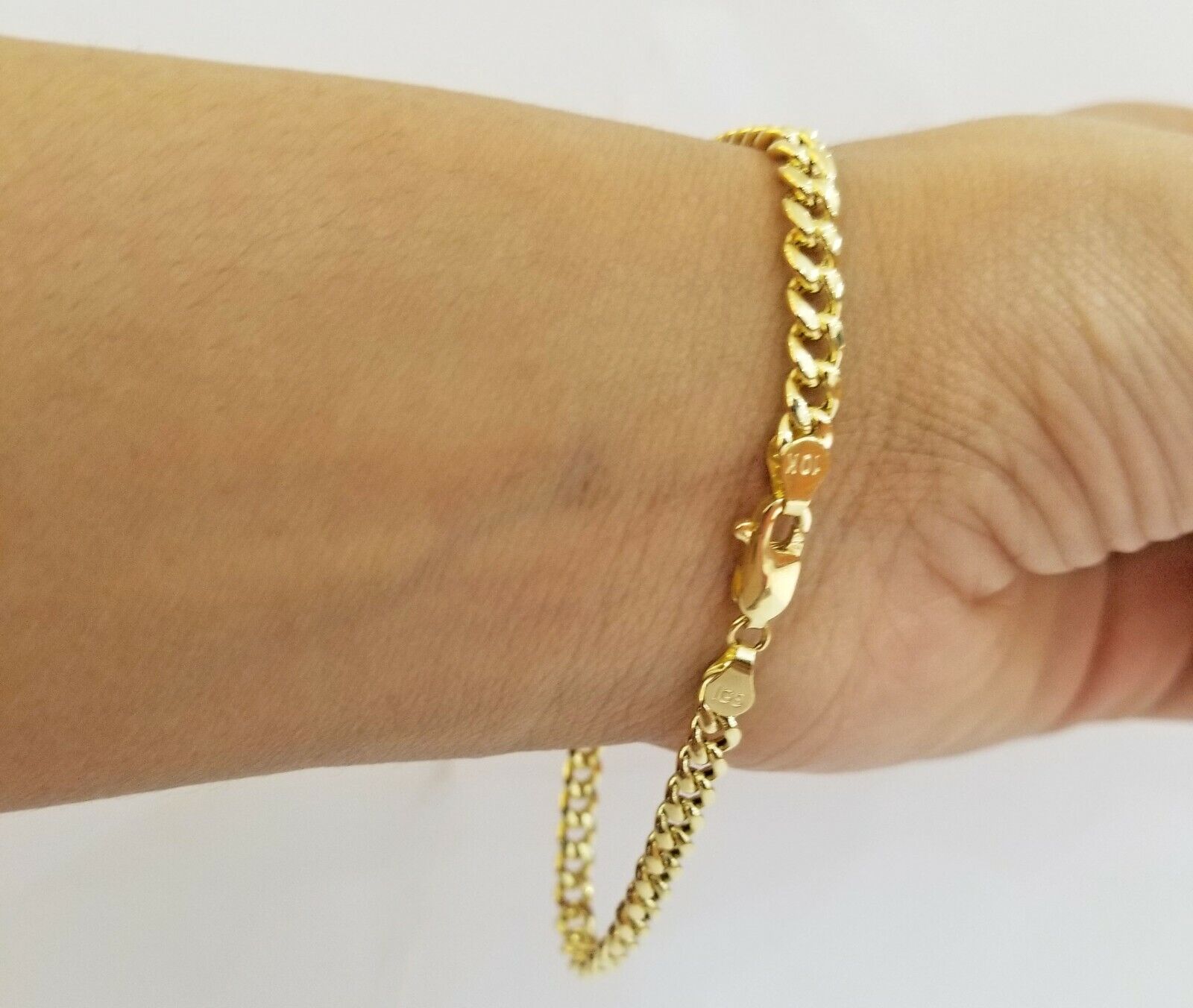 10k Yellow Gold Miami Cuban Bracelet 7" 5mm lobster lock men women hand chain - GoldenlinQ
