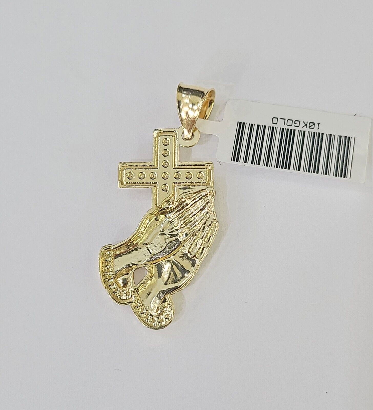 10k Yellow Gold Miami Cuban Chain & Praying Hands Cross Charm SET 3mm 22 Inches - GoldenlinQ