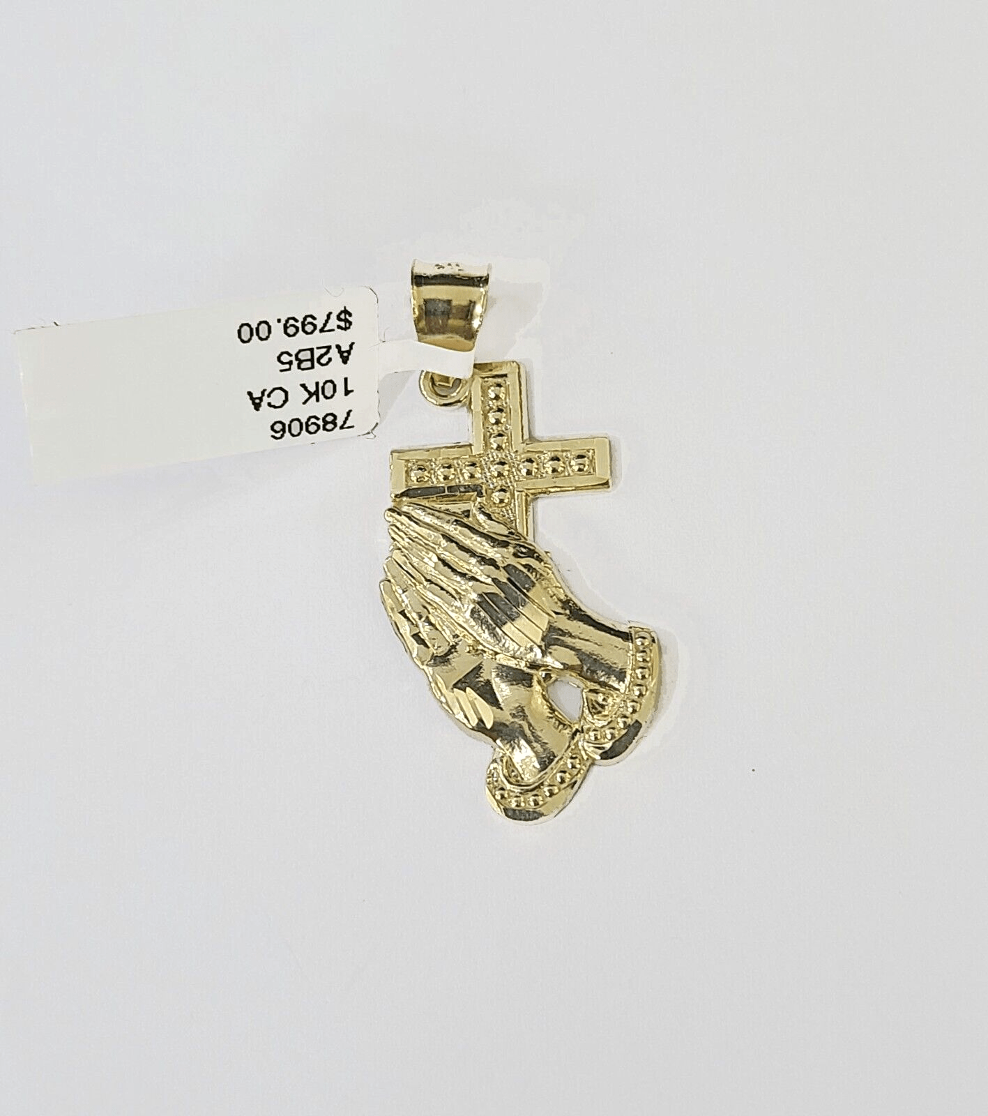 10k Yellow Gold Miami Cuban Chain & Praying Hands Cross Charm SET 3mm 22 Inches - GoldenlinQ