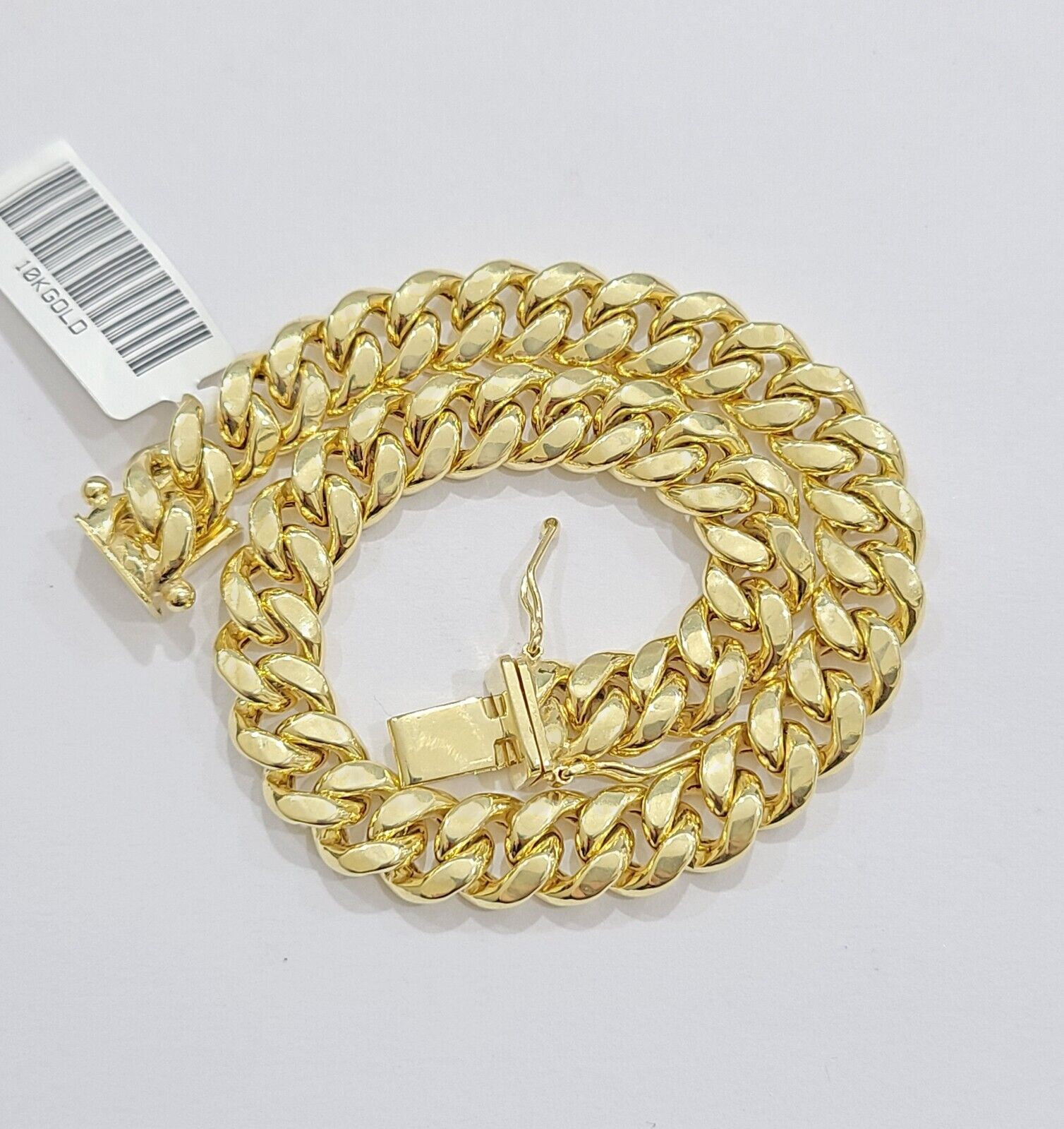 10k Yellow Gold Miami Cuban Link Bracelet 7.5 inch 8mm Real 10kt Kids and Ladies - GoldenlinQ
