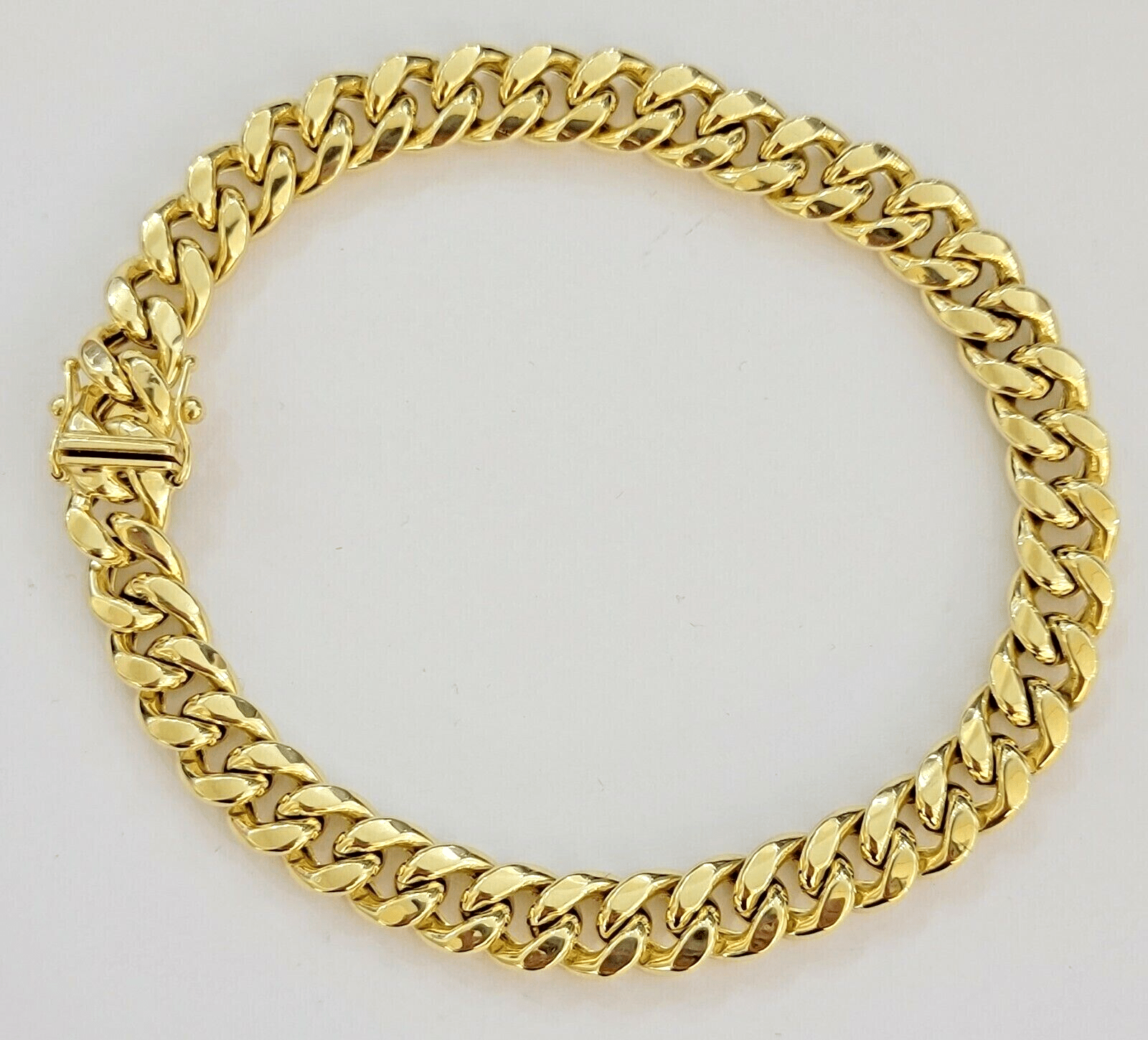 10k Yellow Gold Miami Cuban Link Bracelet 8.5" inch 9mm Real 10kt Box Lock - GoldenlinQ