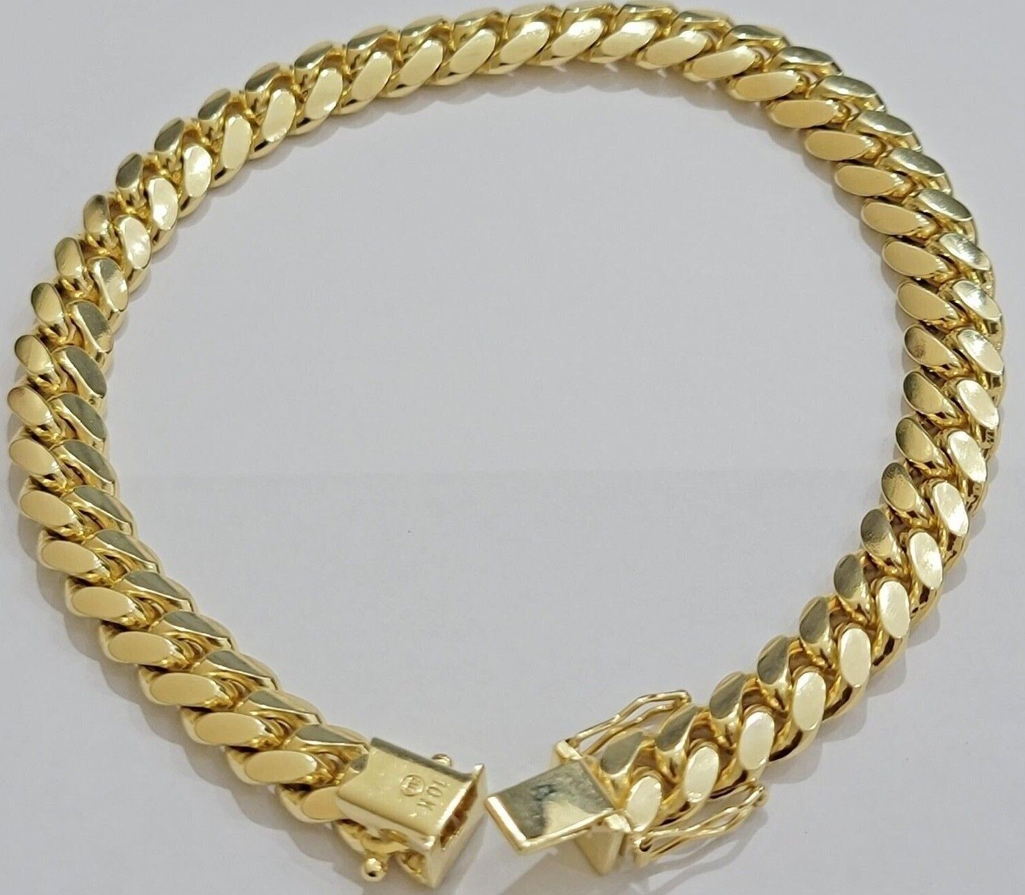 10k Yellow Gold Miami Cuban Link Bracelet 8.5mm 9" Inch Box Clasp, REAL SOLID - GoldenLinQ