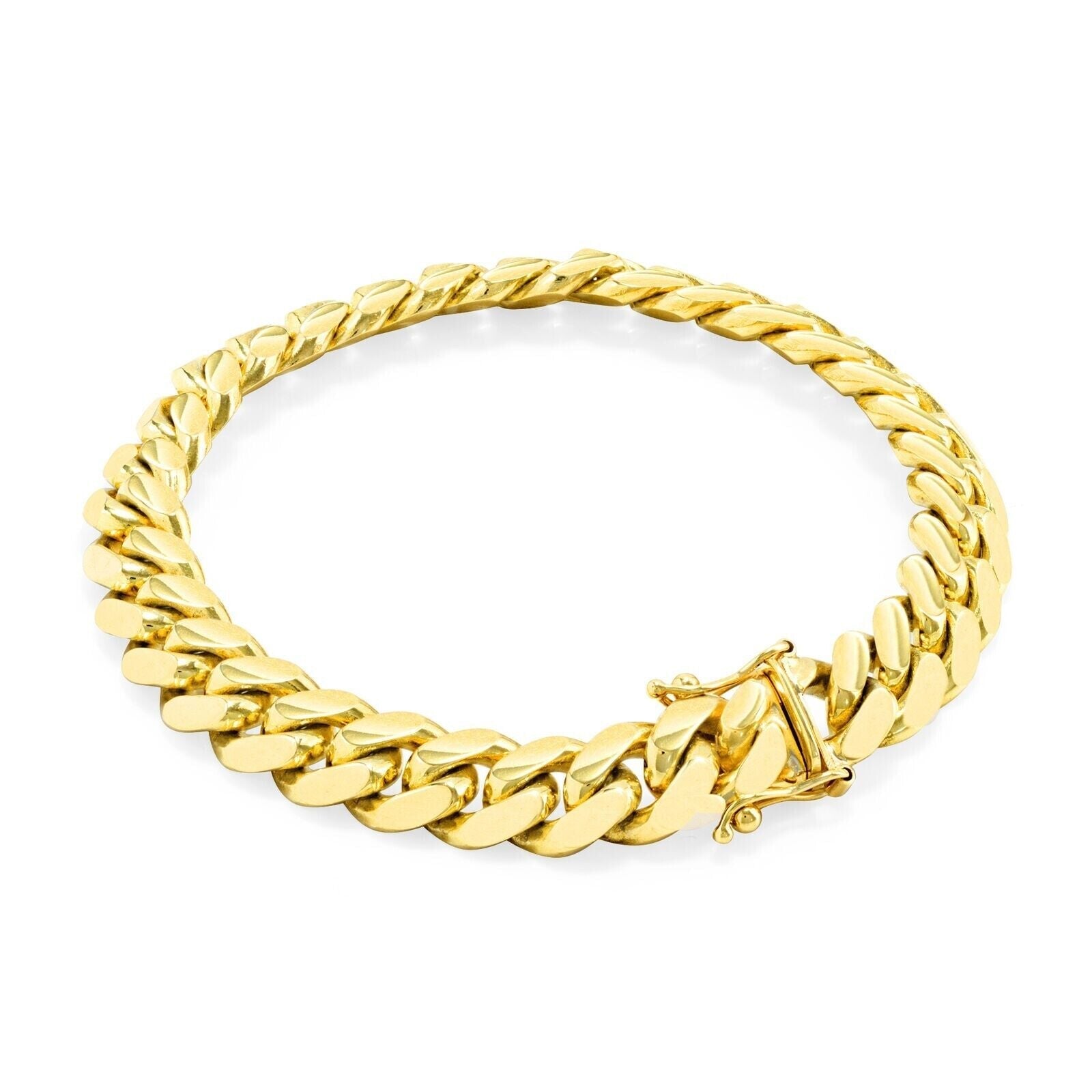 10k Yellow Gold Miami Cuban Link Bracelet 9" inch 9mm Real 10kt Box Lock - GoldenlinQ