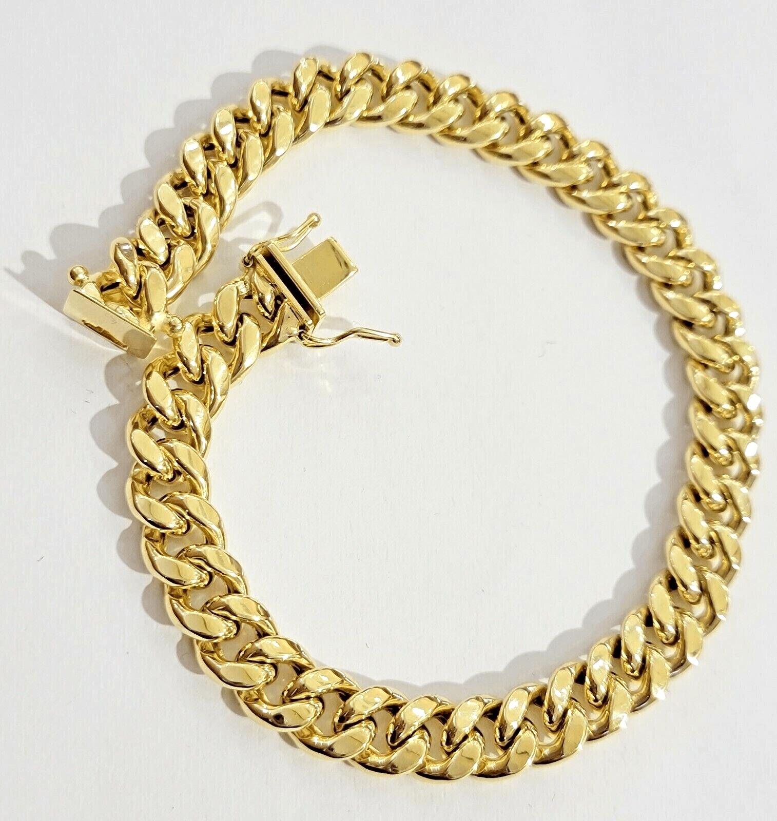 10k Yellow Gold Miami Cuban Link Bracelet 9" inch 9mm Real 10kt Box Lock - GoldenlinQ