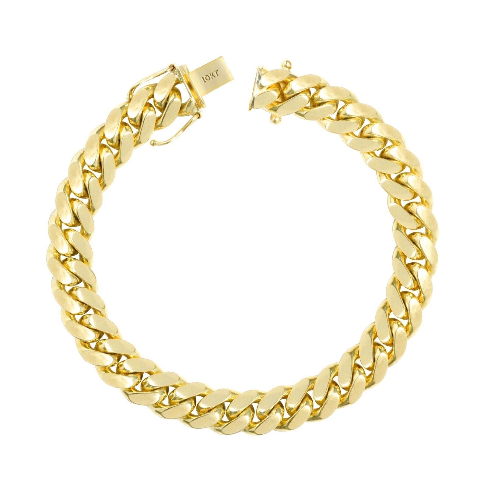 10k Yellow Gold Miami Cuban Link Bracelet 9" inch 9mm Real 10kt Box Lock - GoldenlinQ