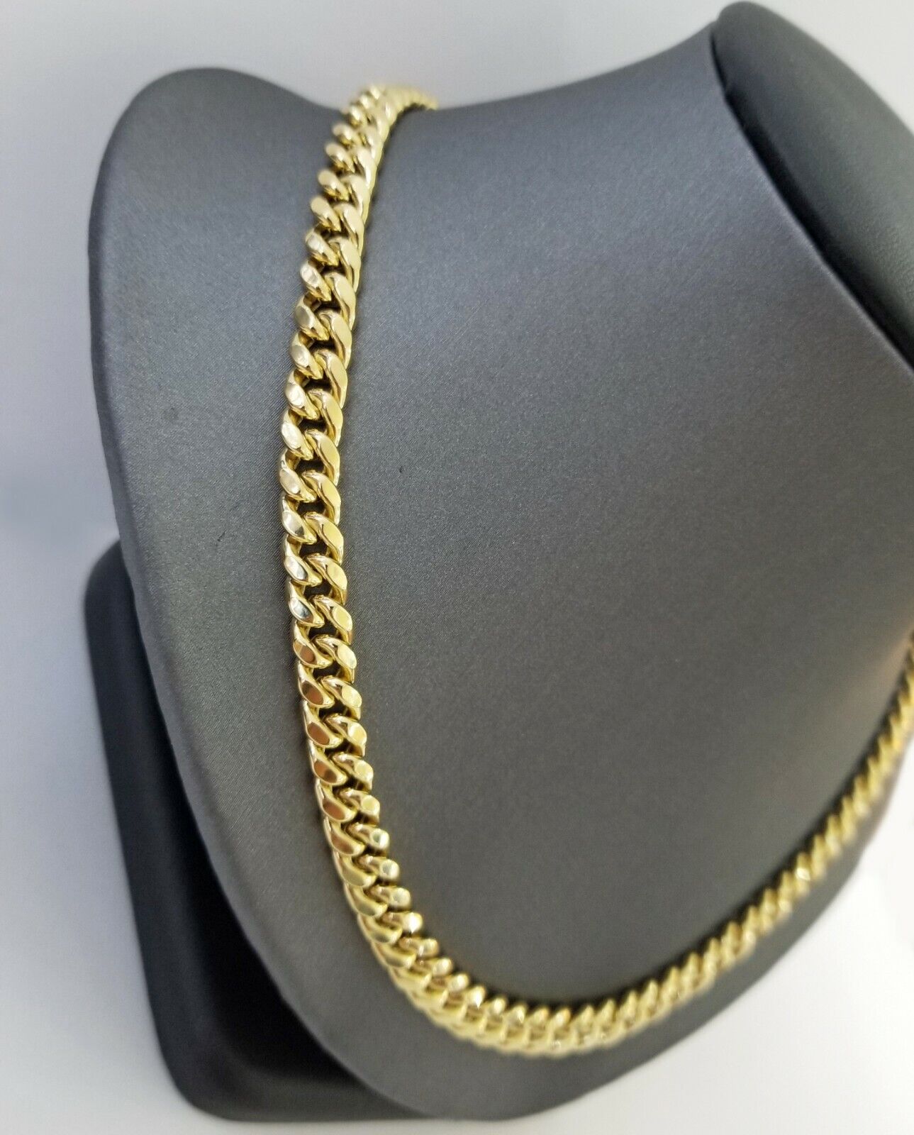 10k Yellow Gold Miami Cuban Necklace Chain 7mm 20 - 28",10kt Real Link Gold Chain - GoldenlinQ