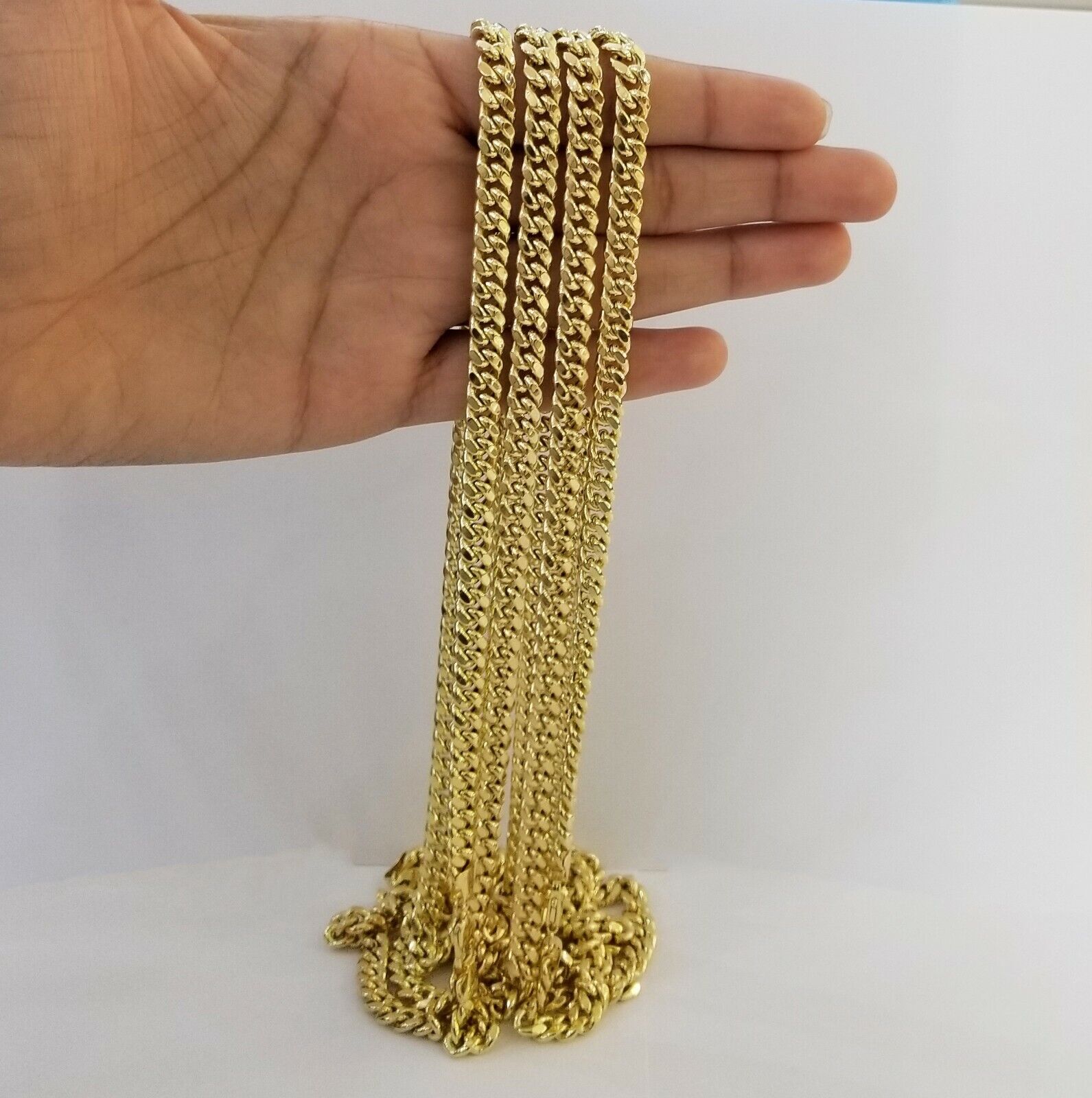 10k Yellow Gold Miami Cuban Necklace Chain 7mm 20 - 28",10kt Real Link Gold Chain - GoldenlinQ