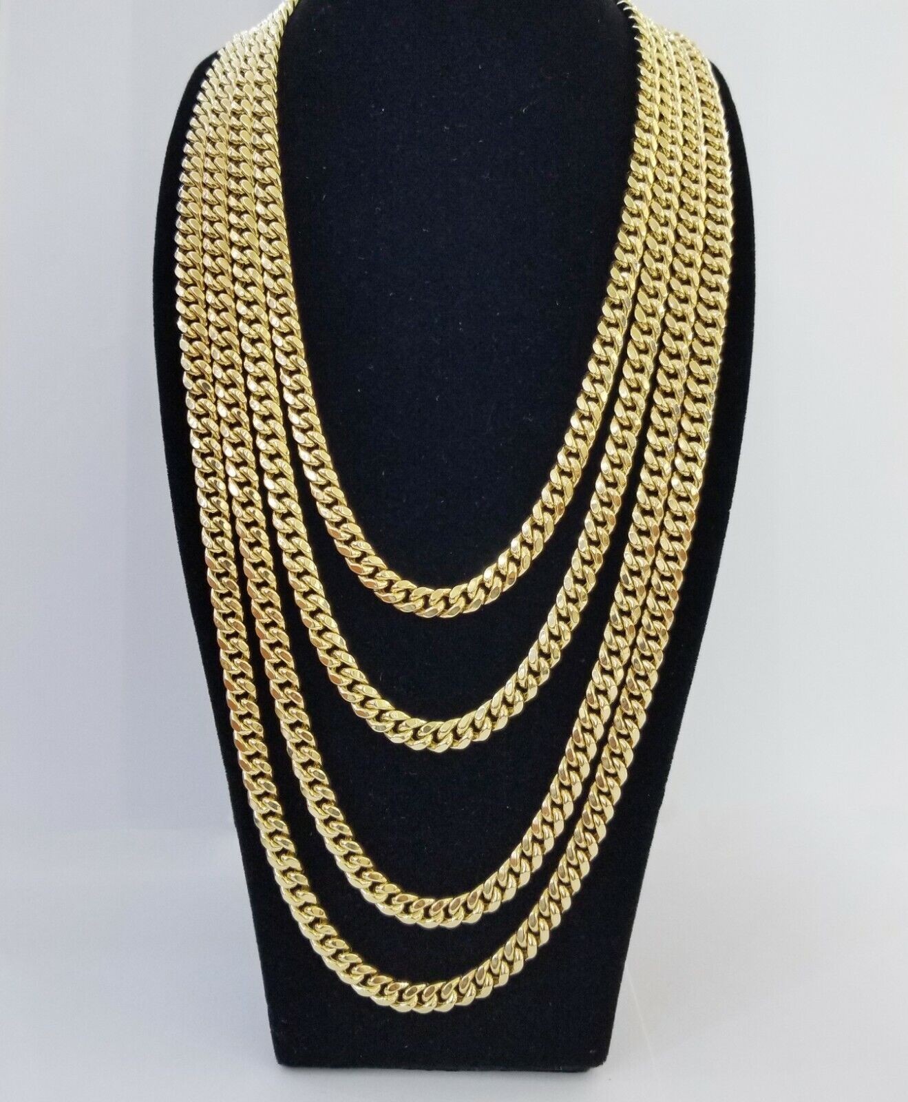 10k Yellow Gold Miami Cuban Necklace Chain 7mm 20 - 28",10kt Real Link Gold Chain - GoldenlinQ