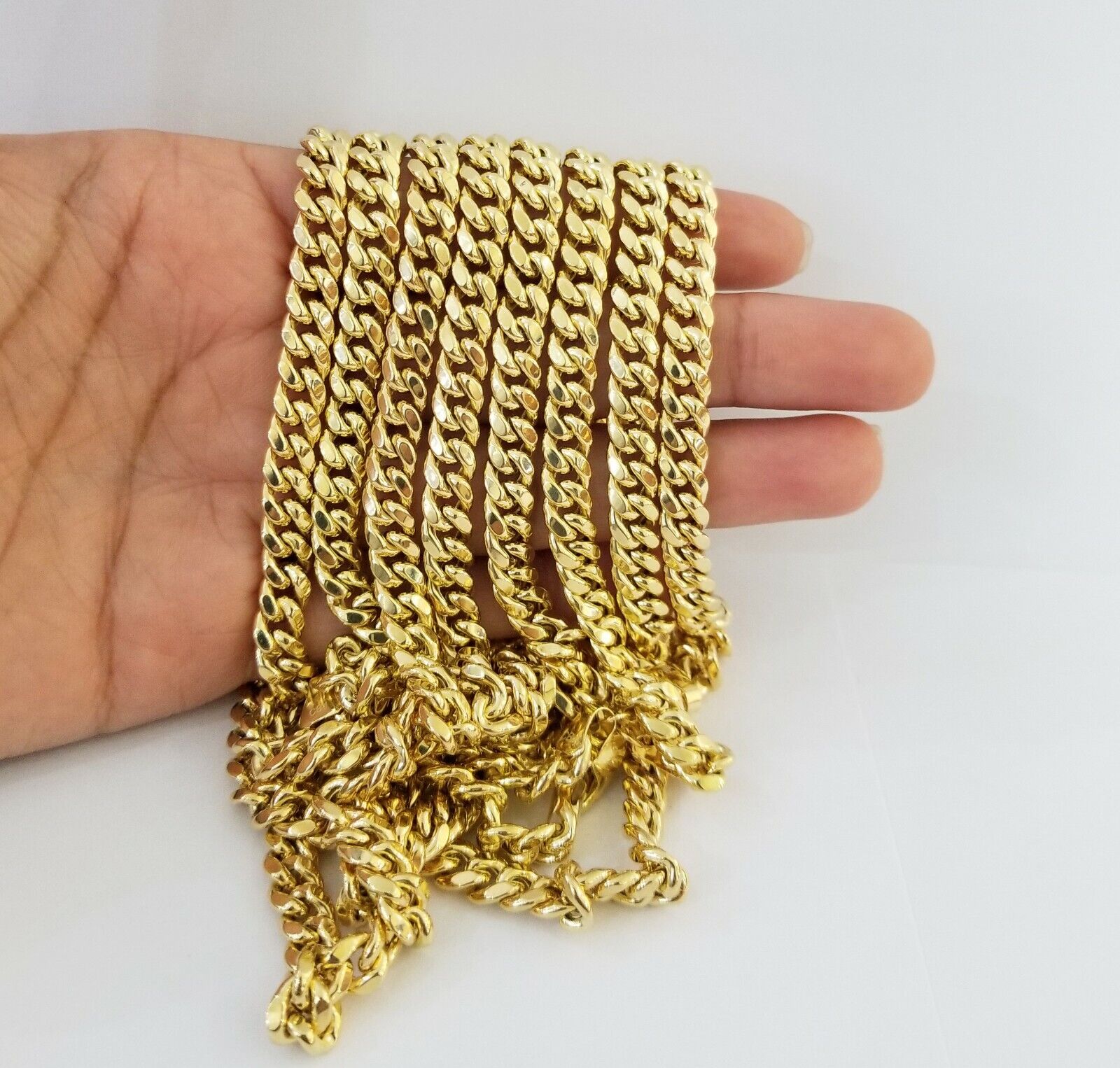 10k Yellow Gold Miami Cuban Necklace Chain 7mm 20 - 28",10kt Real Link Gold Chain - GoldenlinQ