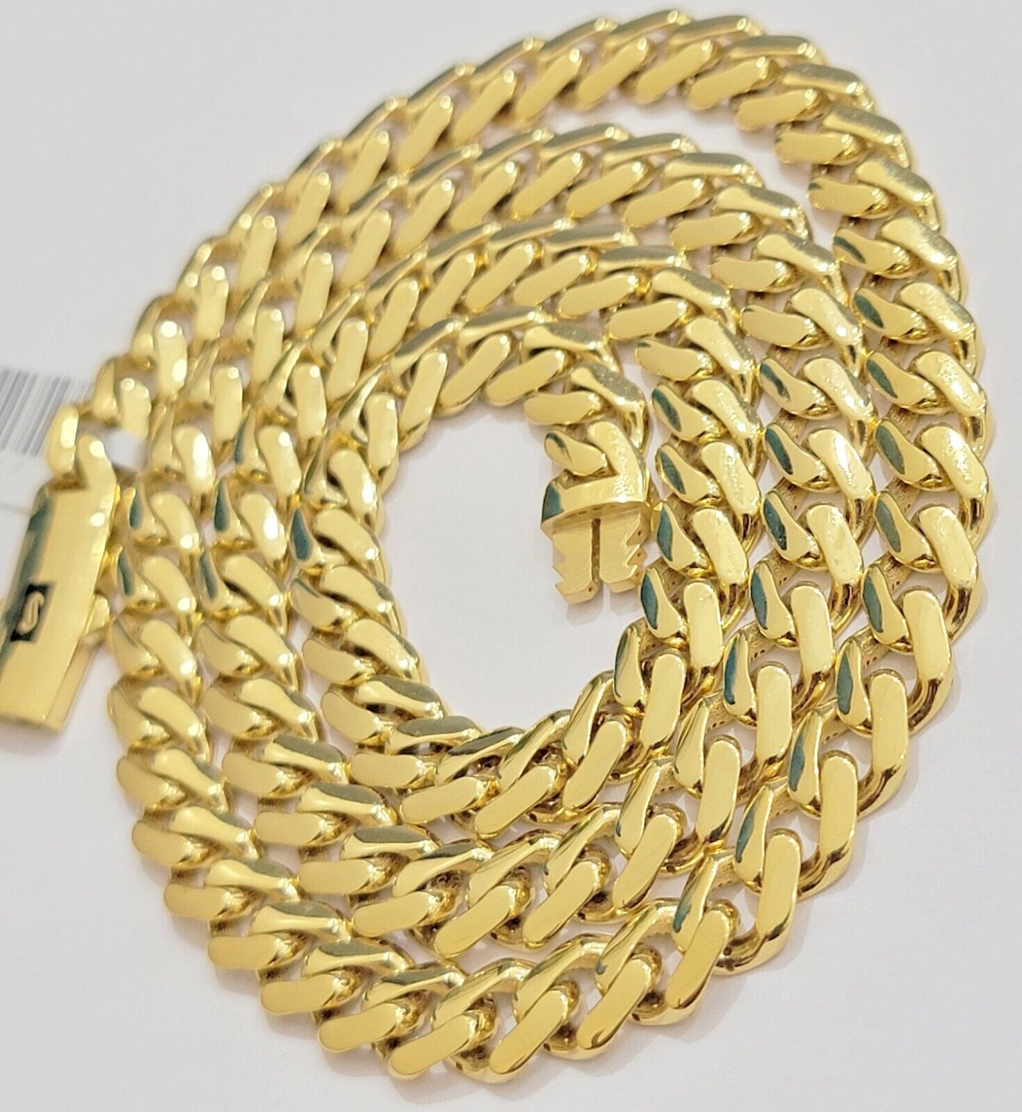 10k Yellow Gold Miami Cuban Royal Monaco Curb Link Chain 9mm Necklace 24" REAL - GoldenlinQ