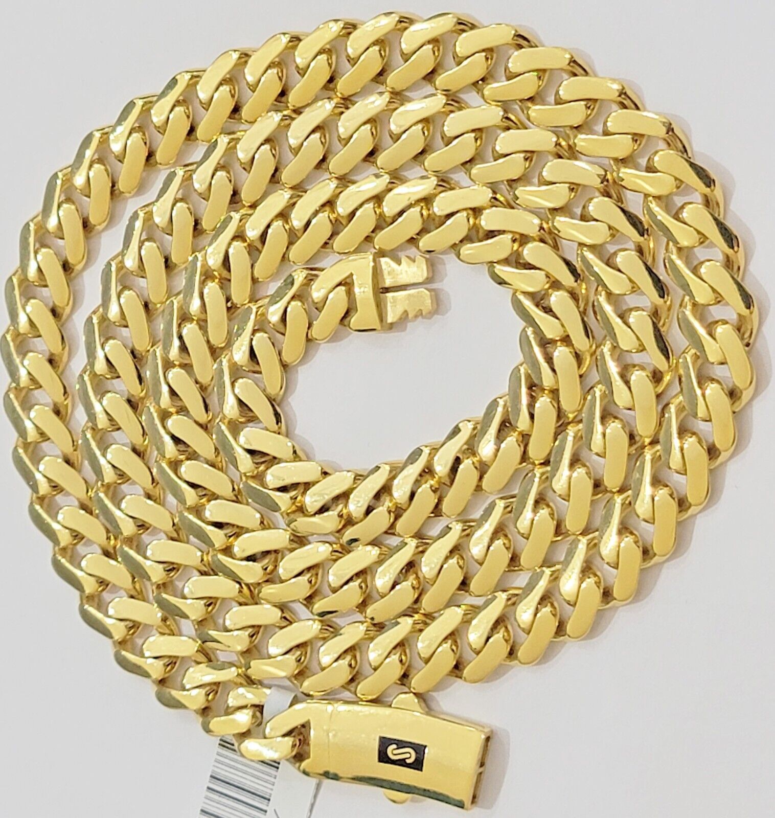 10k Yellow Gold Miami Cuban Royal Monaco Curb Link Chain 9mm Necklace 24" REAL - GoldenlinQ