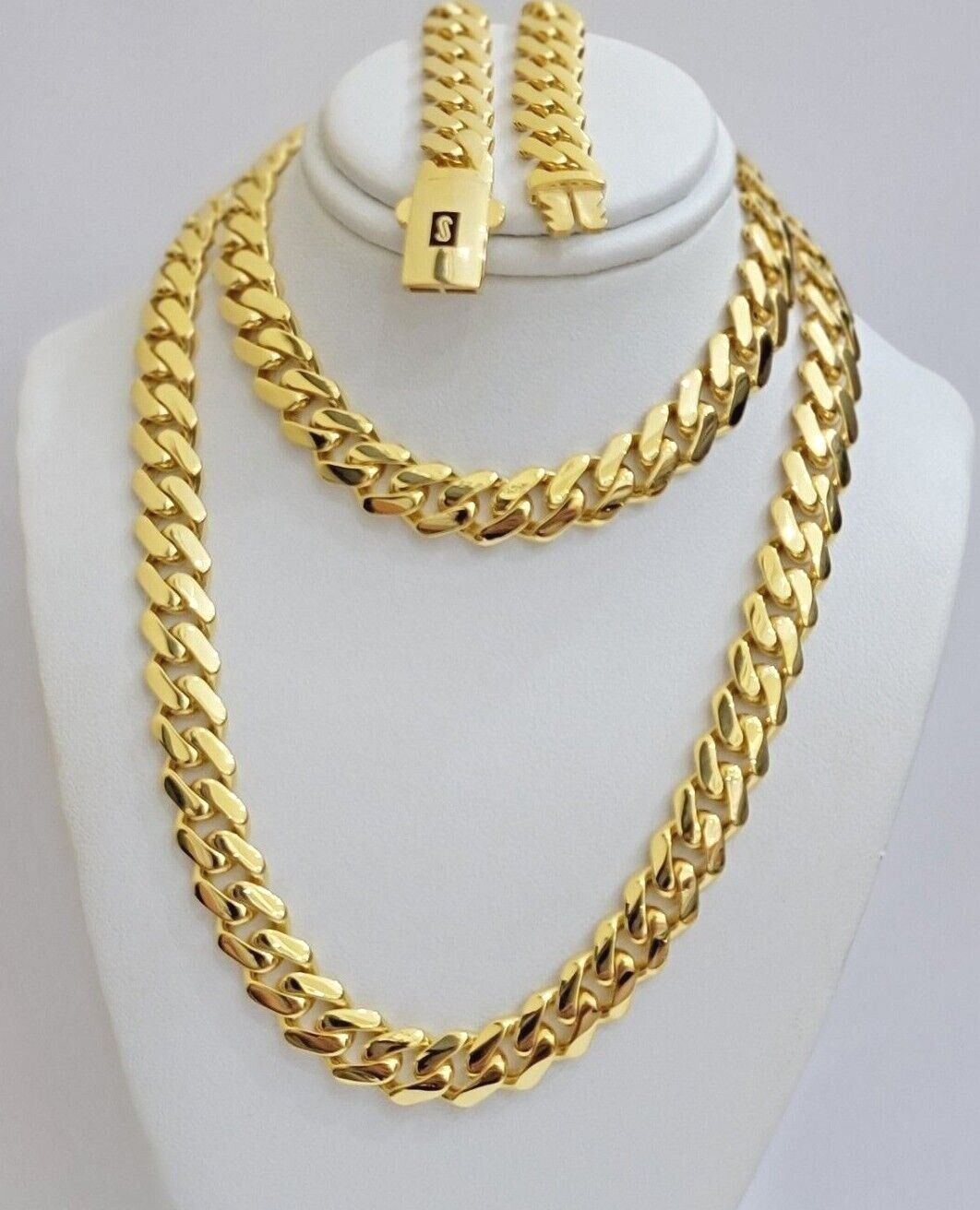 10k Yellow Gold Miami Cuban Royal Monaco Link Chain 9mm Necklace 20 - 28" REAL10kt - GoldenLinQ