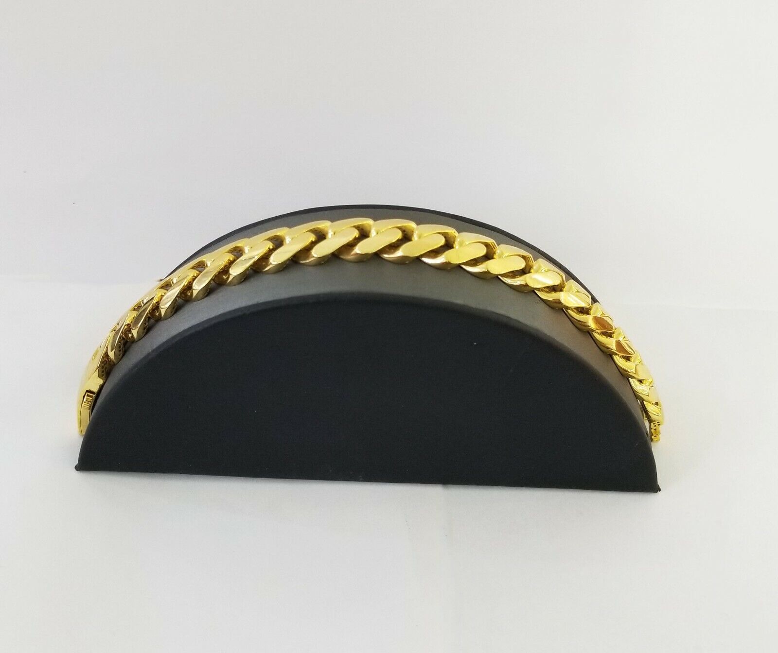 10K Yellow Gold Monaco Bracelet 8 inch 15mm Cuban link Real 10kt For Men's - GoldenlinQ