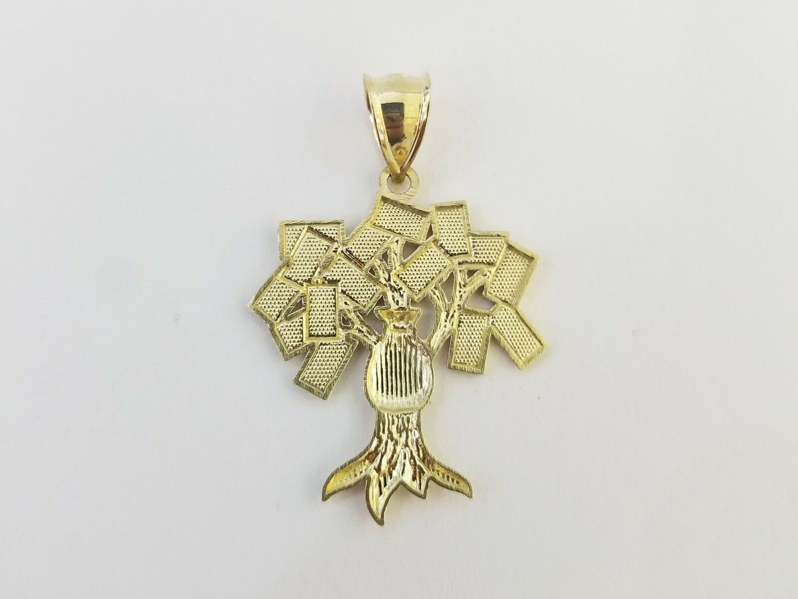 10k Yellow Gold Money Tree Pendant with 18 inch rope chain 3mm 10kt gold set - GoldenlinQ