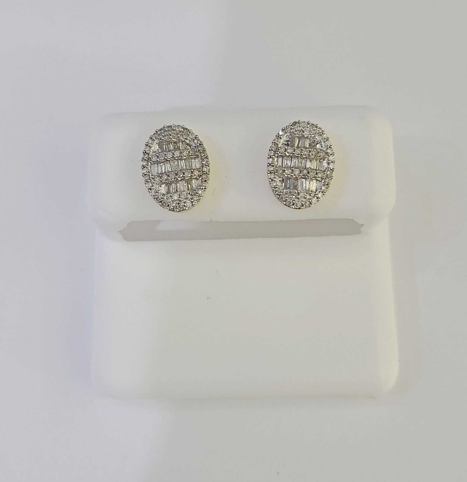 10k Yellow Gold Oval Earrings Real Diamond Screw - Back Women Men Studs - GoldenlinQ