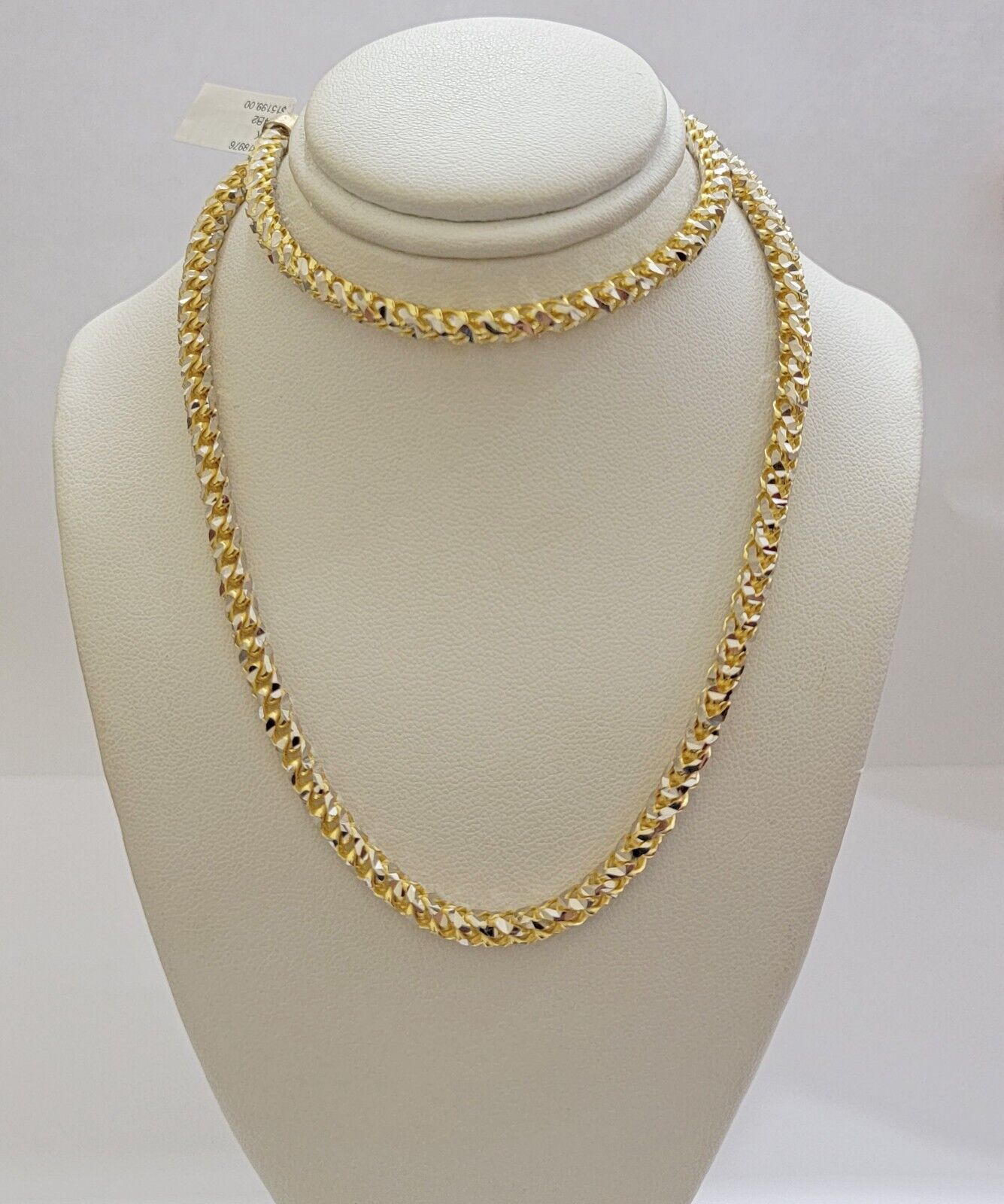 10k Yellow Gold Palm Box Chain Necklace Diamond cut 4mm 22" Real Solid Men Women - GoldenLinQ
