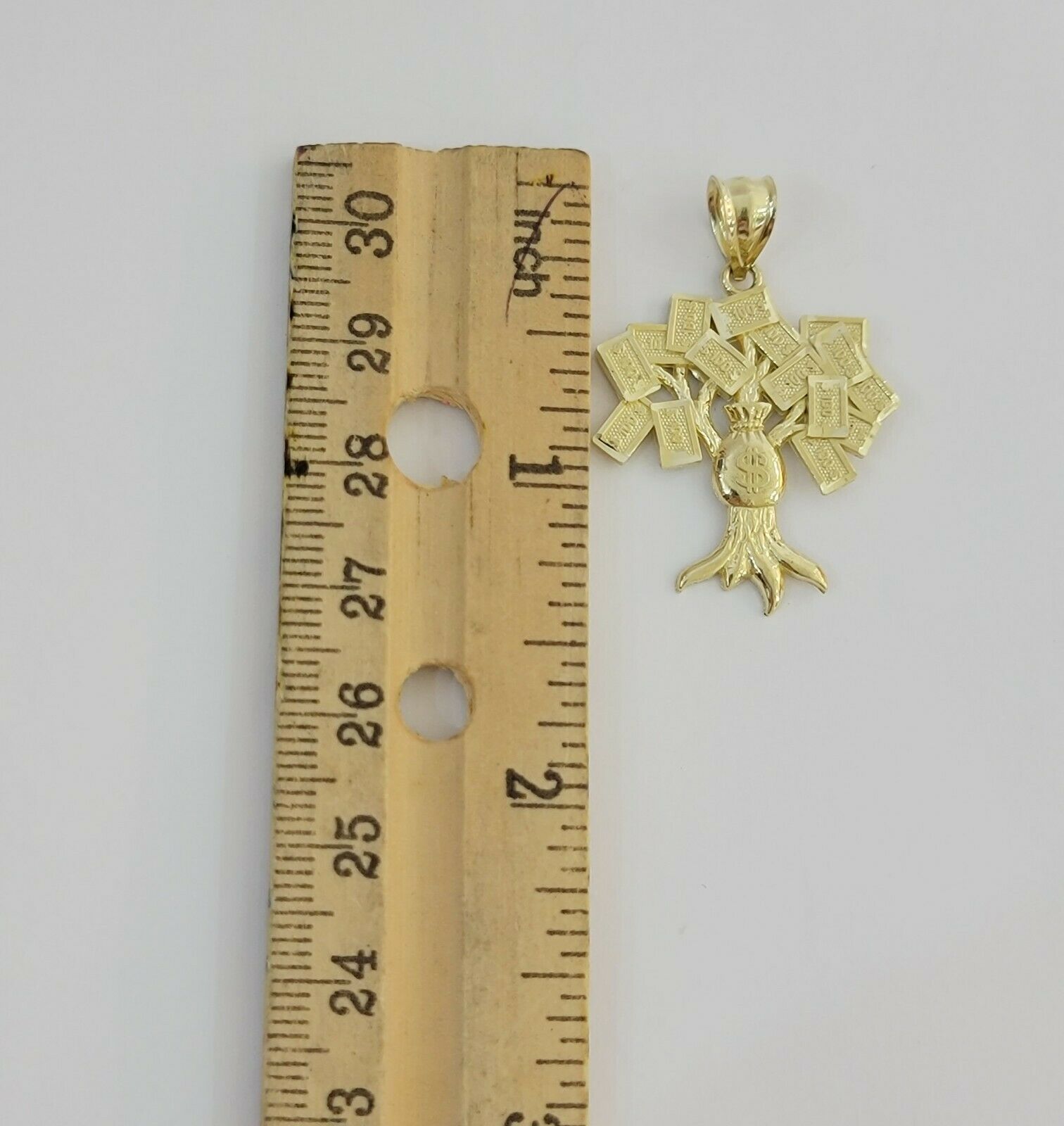 10k Yellow Gold Pendant & 10kt Rope Necklace 22", Money Tree Charm 10kt ,UNIQUE - GoldenLinQ