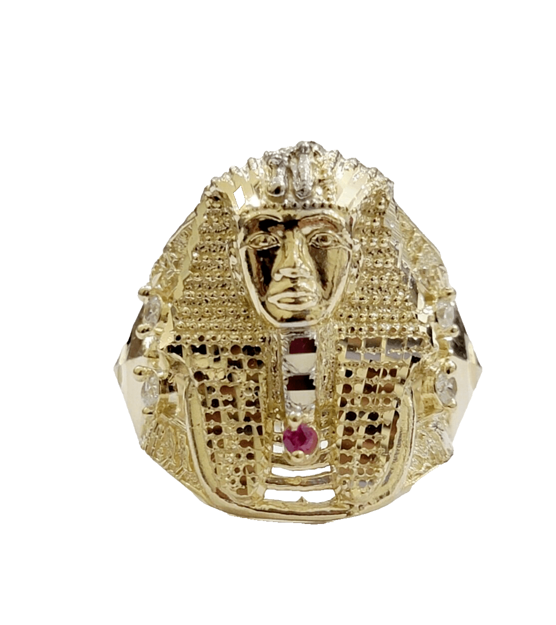 10k Yellow Gold Pharoah Head Ring Band Size 11 Real 10kt SALE Men Casual Pinky - GoldenLinQ