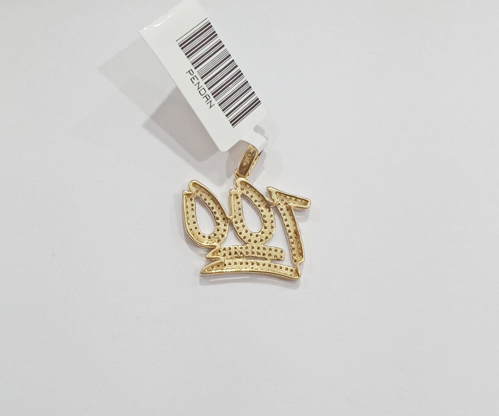 10k Yellow Gold Real Diamond 100 Charm Pendant Men Women - GoldenlinQ