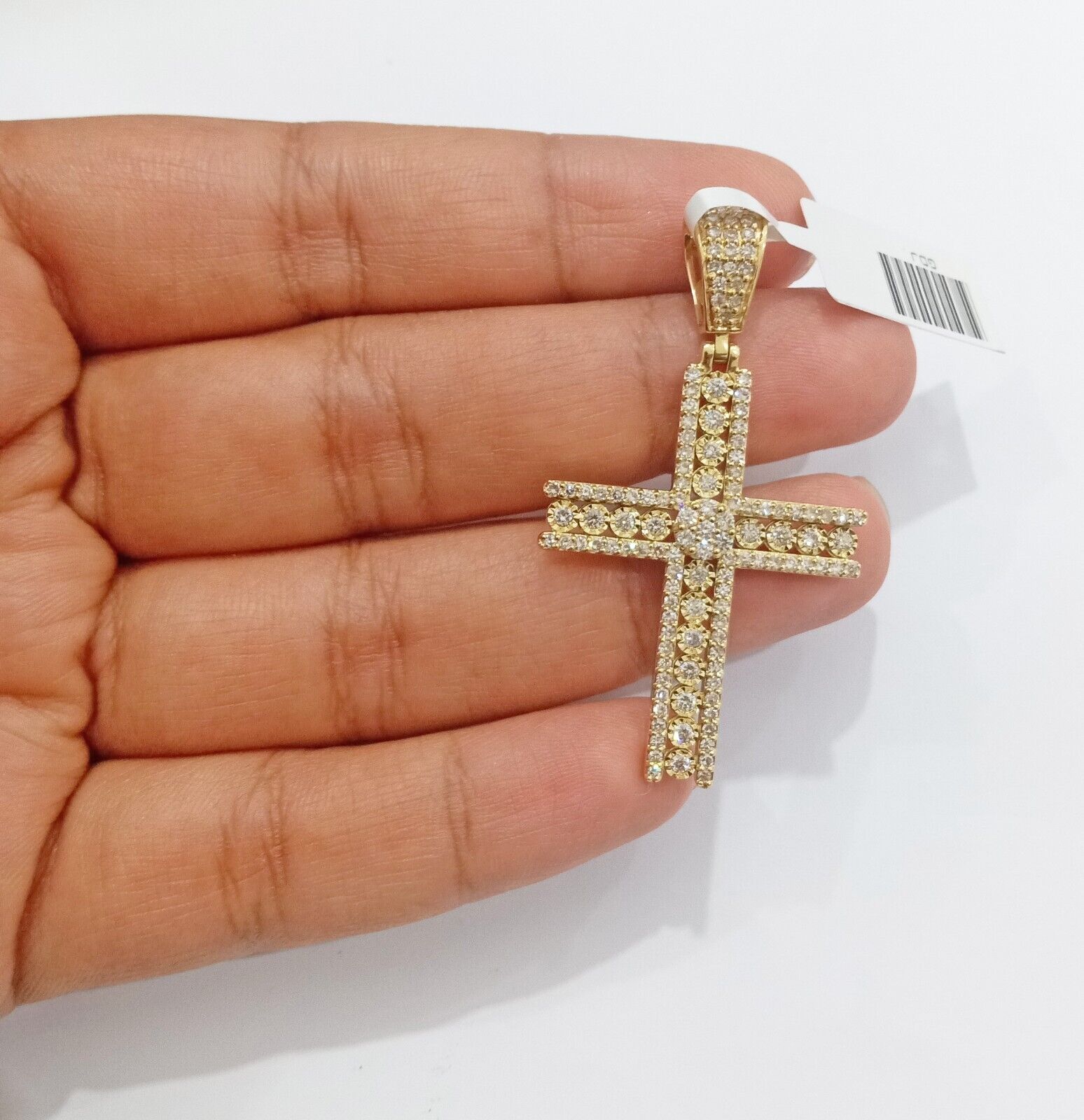 10k Yellow Gold Real Diamond Cross Charm Pendant 10kt gold - GoldenlinQ