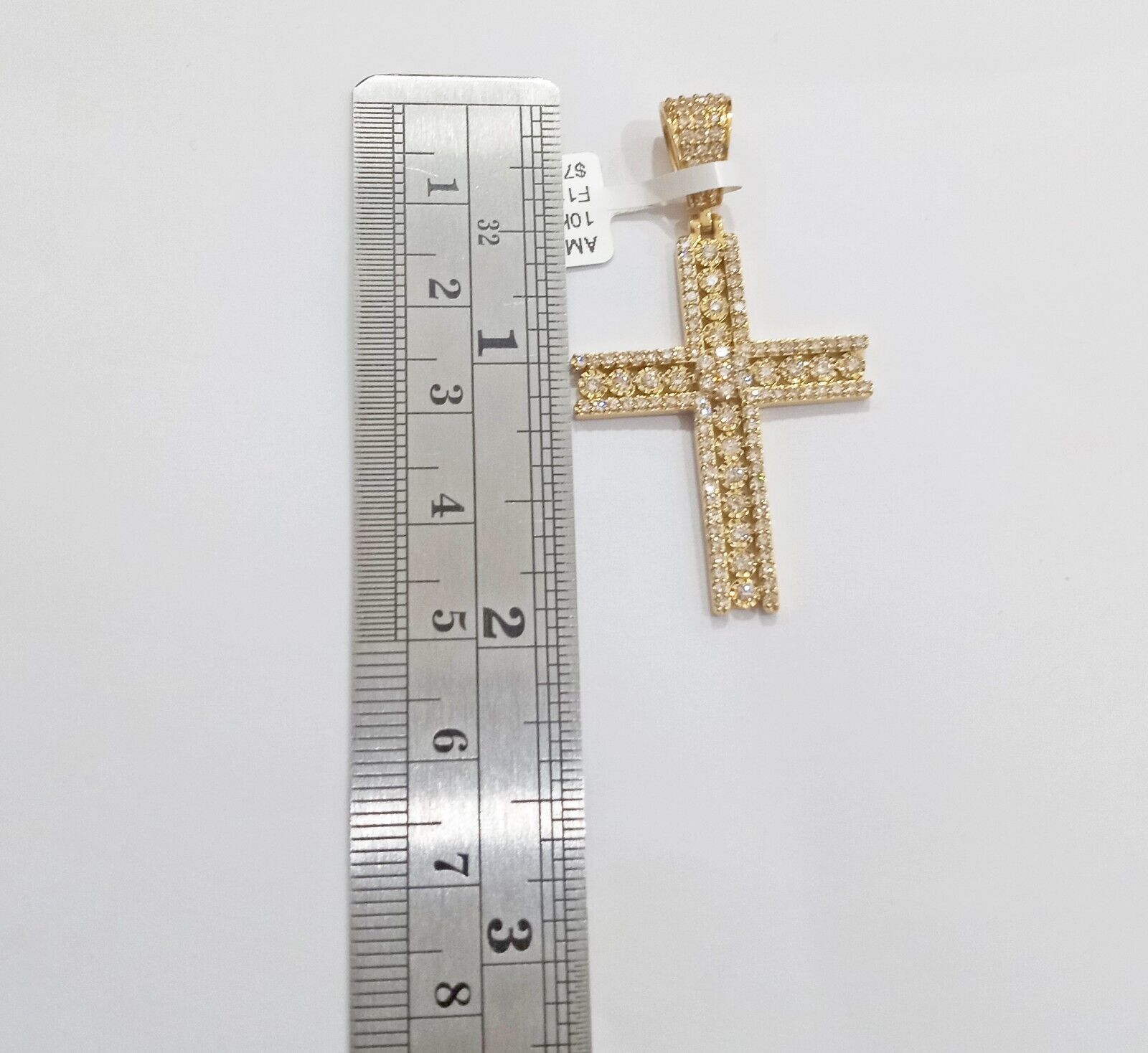 10k Yellow Gold Real Diamond Cross Charm Pendant 10kt gold - GoldenlinQ