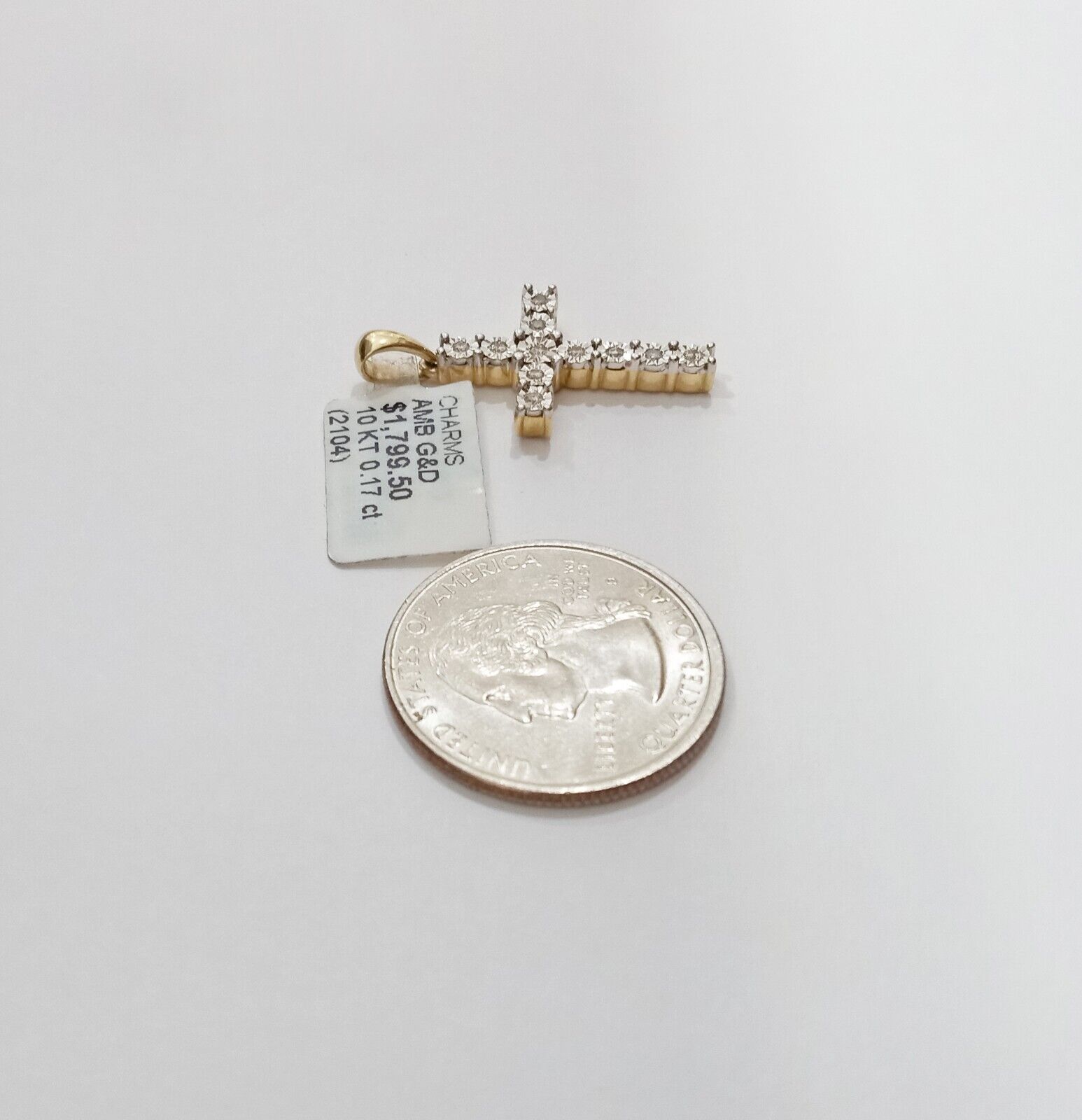 10k Yellow Gold Real Diamond Cross Charm Pendant Men Women - GoldenlinQ