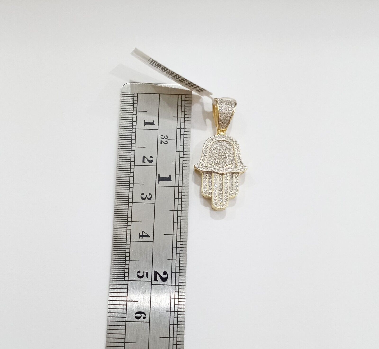 10k Yellow Gold Real Diamond Hamsa Hand Charm Pendant - GoldenlinQ