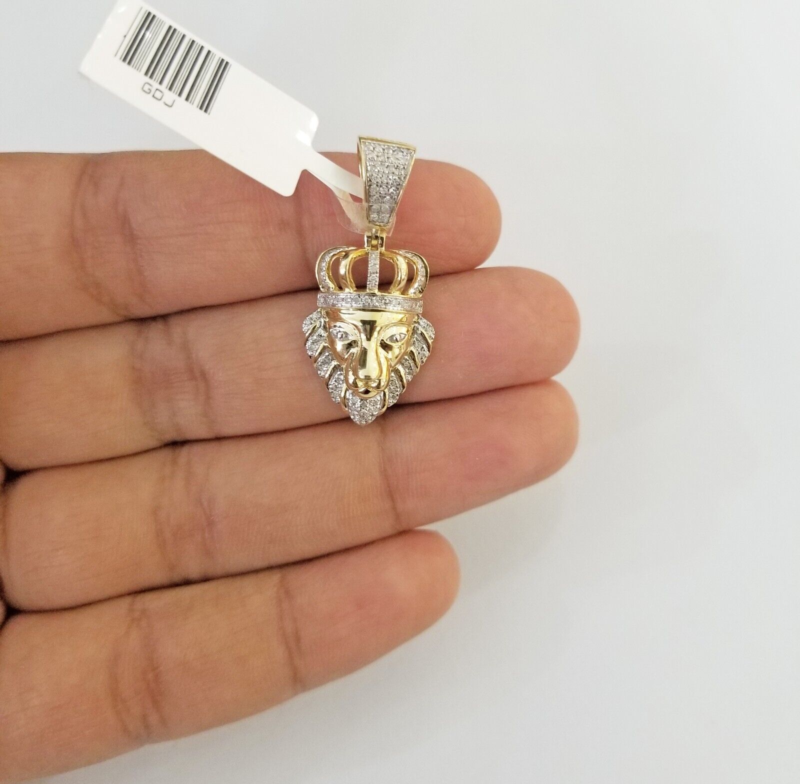 10k Yellow Gold Real Diamond Lion Head Charm Pendant - GoldenlinQ