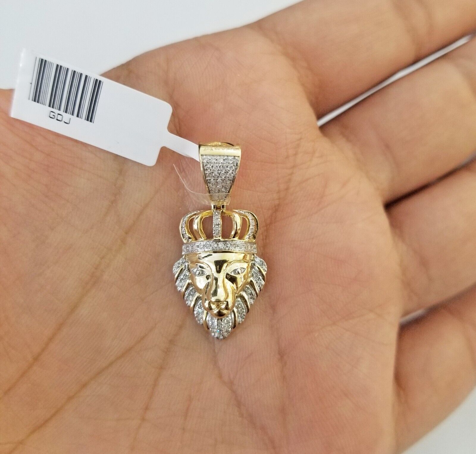 10k Yellow Gold Real Diamond Lion Head Charm Pendant - GoldenlinQ