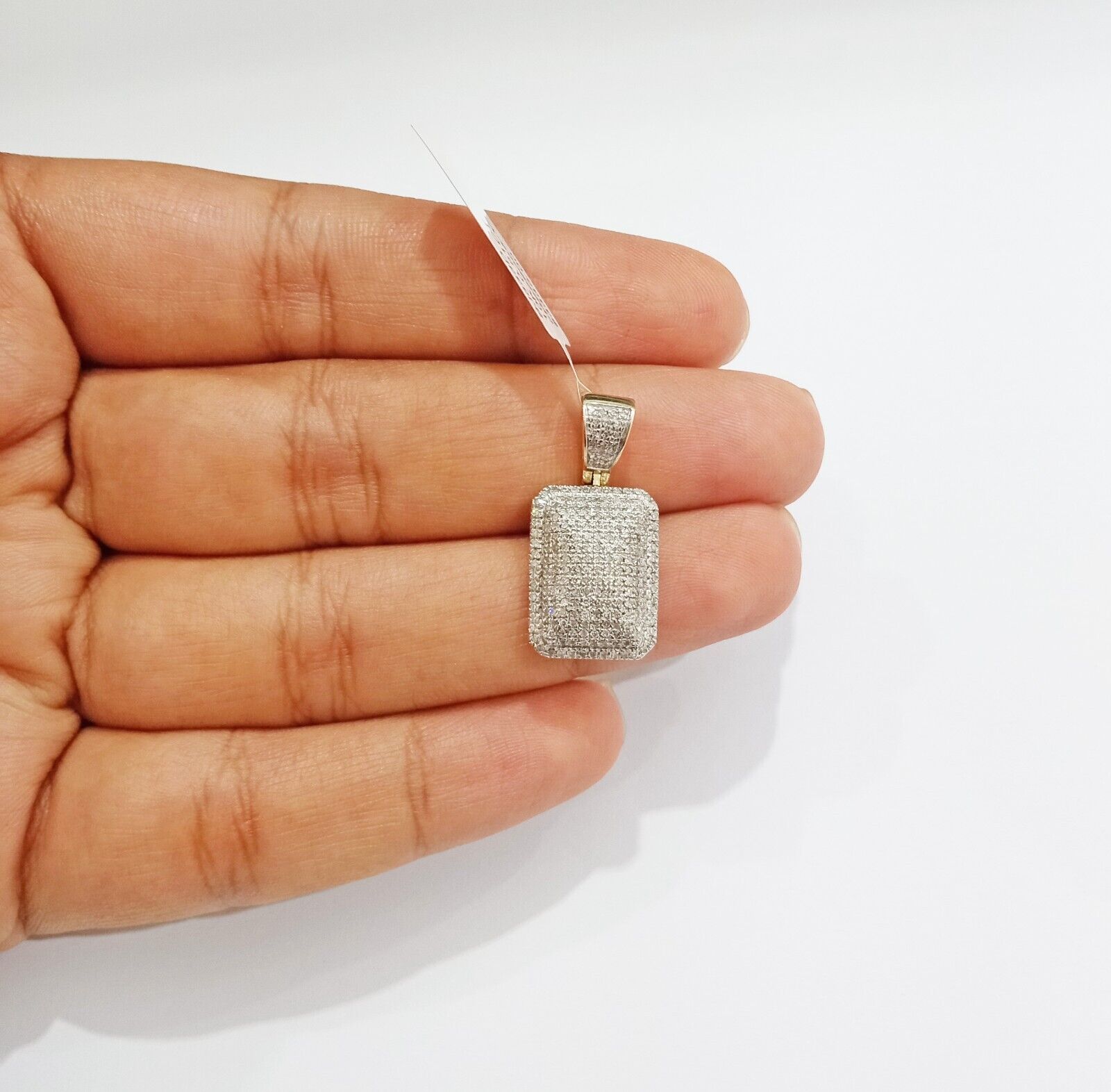 10k Yellow Gold Real Diamond Pillow Charm Pendant Men Women - GoldenlinQ