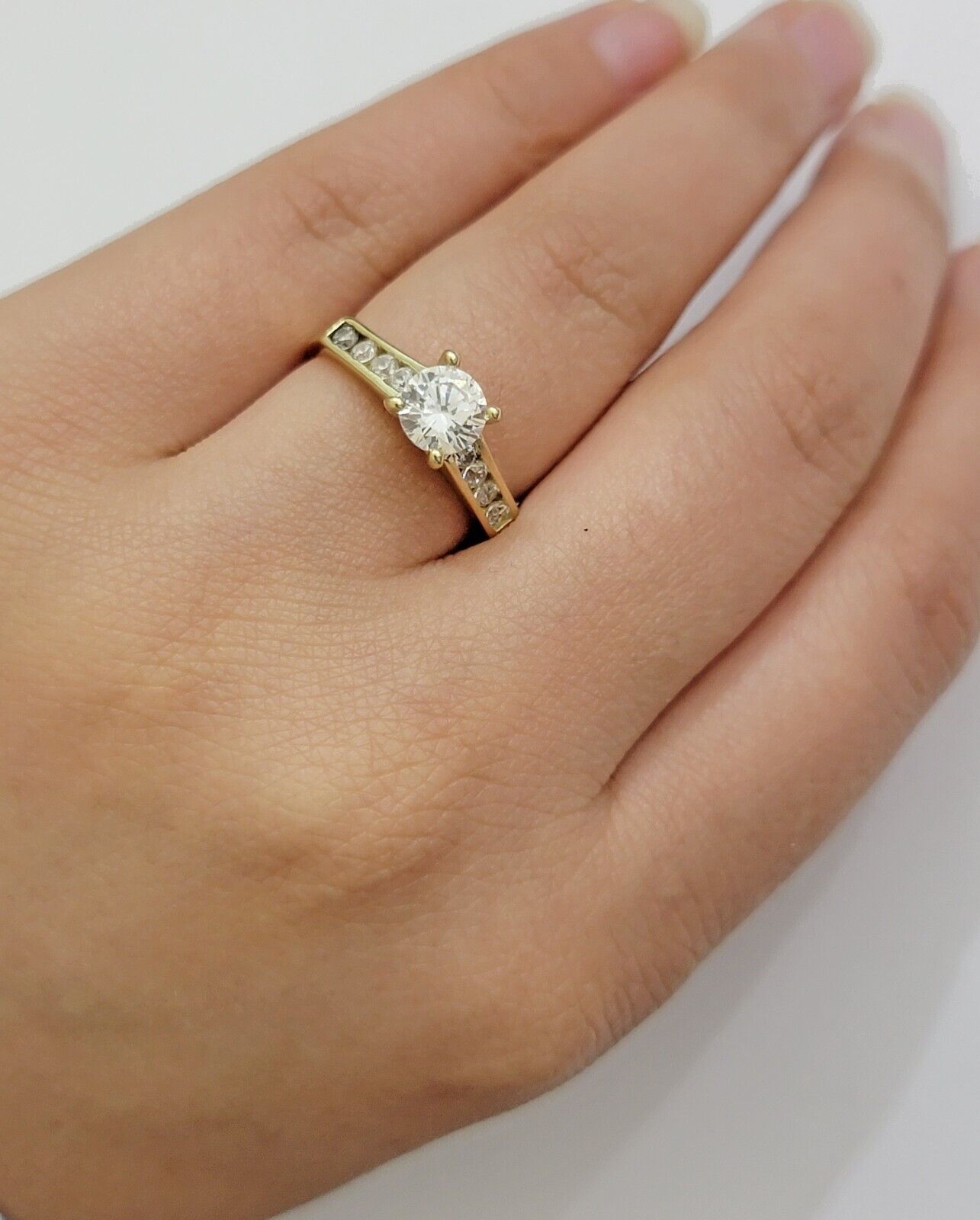 10k Yellow Gold Ring Ladies Engagement Wedding Band size 7 Real 10kt Women - GoldenLinQ