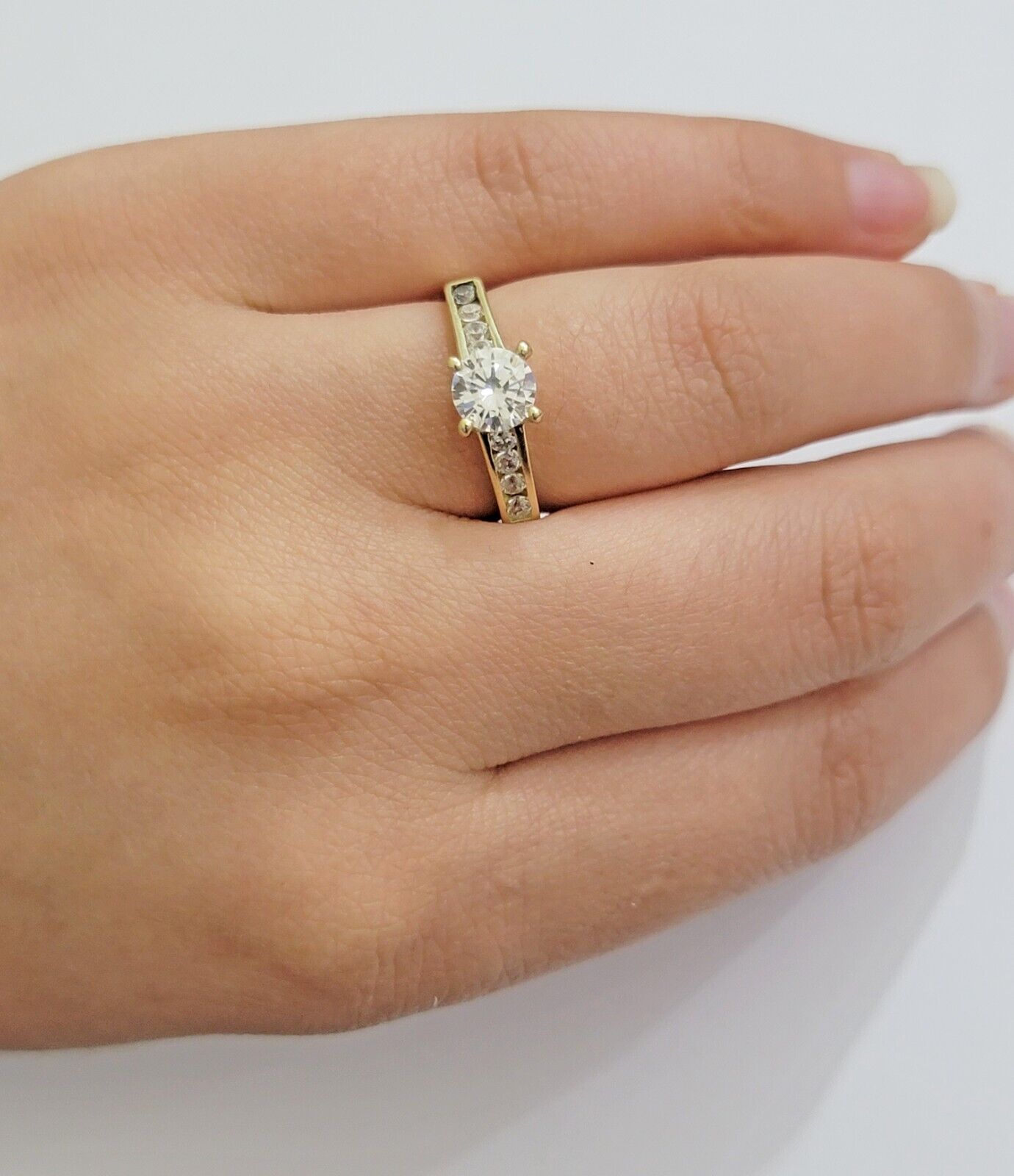10k Yellow Gold Ring Ladies Engagement Wedding Band size 7 Real 10kt Women - GoldenLinQ
