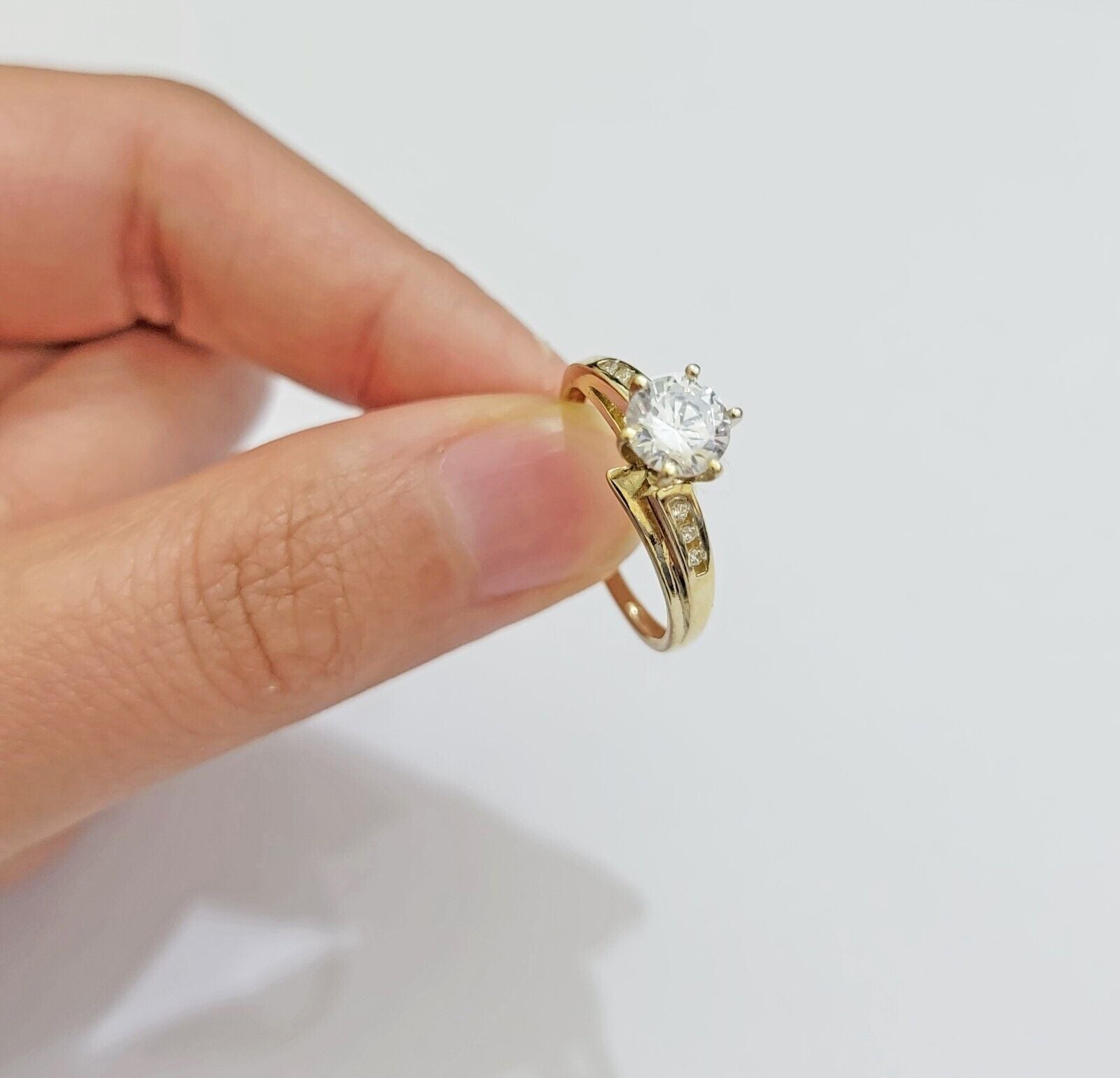 10k Yellow Gold Ring Ladies Wedding Band Real 10kt Solitaire Engagement Women - GoldenlinQ