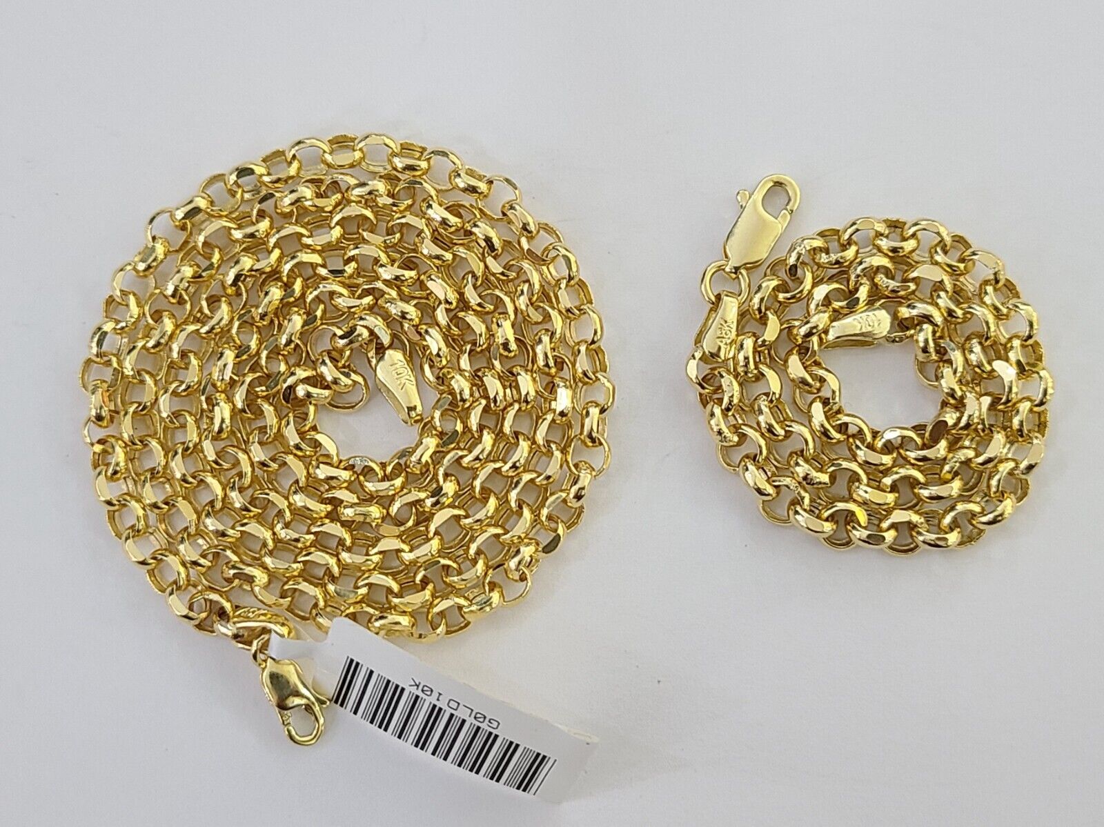 10k Yellow Gold Rolo Chain Bracelet 8 Inch 5mm Link Necklace Chain 22" Inch - GoldenlinQ