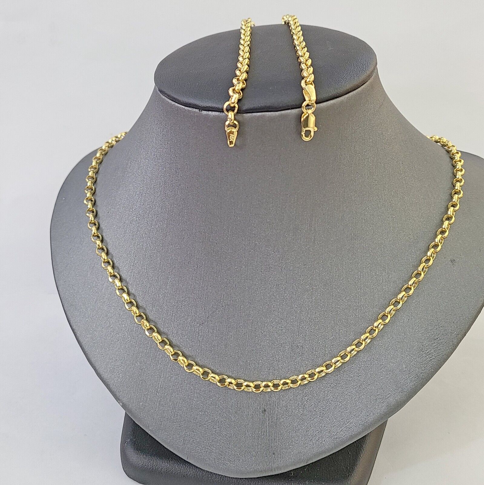 10k Yellow Gold Rolo Chain Bracelet 8 Inch 5mm Link Necklace Chain 22" Inch - GoldenlinQ