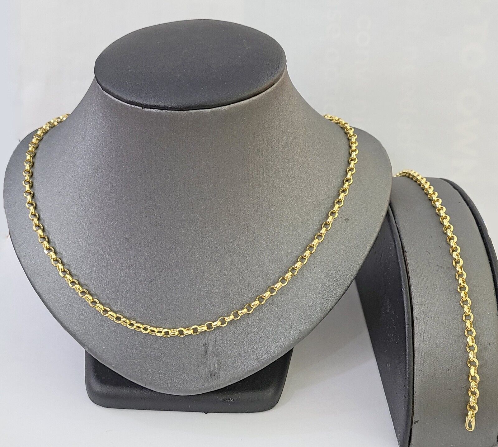 10k Yellow Gold Rolo Chain Bracelet 8 Inch 5mm Link Necklace Chain 22" Inch - GoldenlinQ