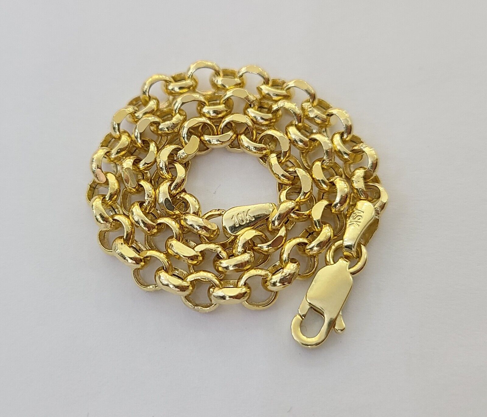 10k Yellow Gold Rolo Chain Bracelet 8 Inch 5mm Link Necklace Chain 22" Inch - GoldenlinQ