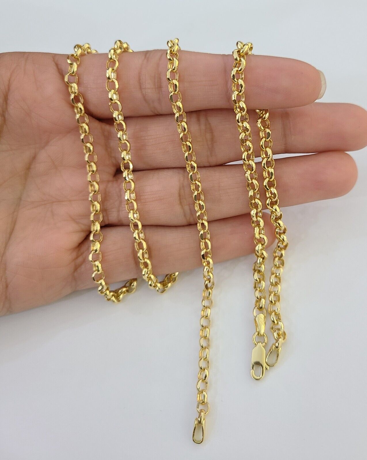 10k Yellow Gold Rolo Chain Bracelet 8 Inch 5mm Link Necklace Chain 22" Inch - GoldenlinQ