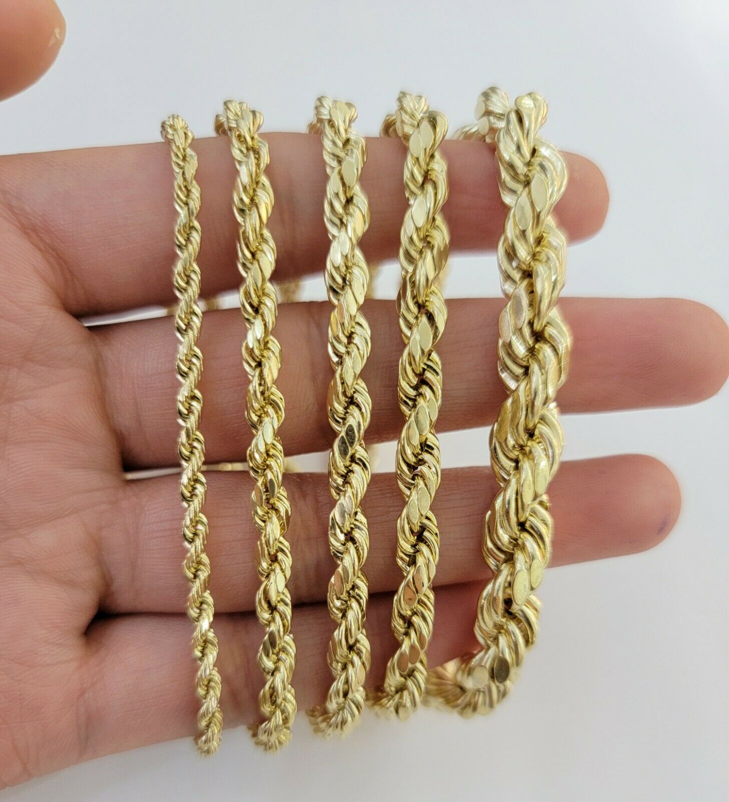 10k Yellow Gold Rope bracelet 7" 7.5" 8" 8.5" 9" Men Women 3mm - 8mm REAL 10 KT - GoldenlinQ
